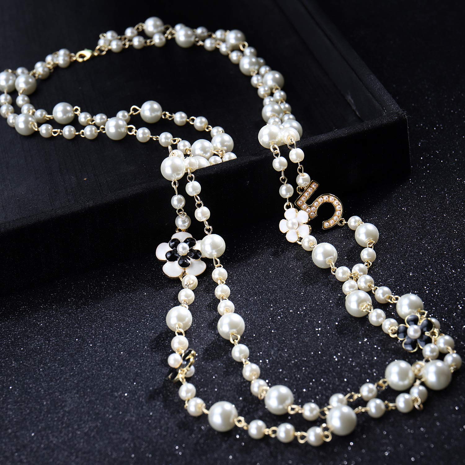 Elegant Women's Layered Imitation Pearl Necklace with Long Pendants - Perfect for Weddings, Parties & Everyday Fashion Accessories