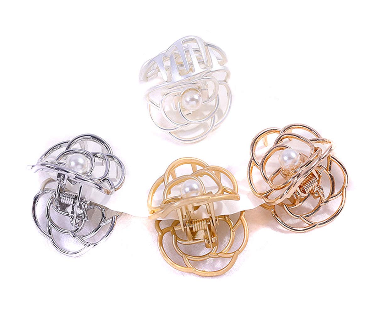 4-Pack Mini Jaw Hair Claw Clips - Small Fashion Hair Clamps & Barrettes for Women - Perfect for Ponytails, Buns & Everyday Styling (B#)