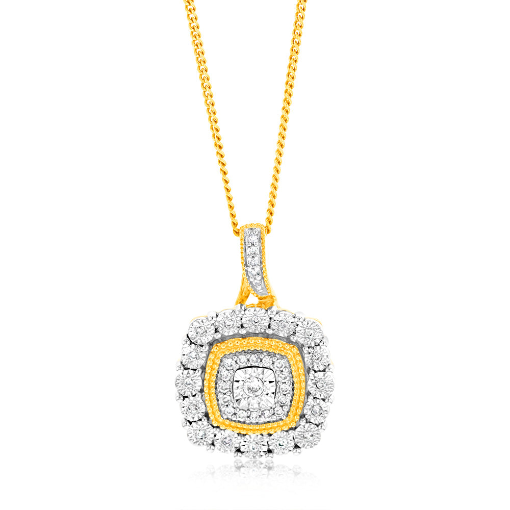 9ct Yellow Gold 1/6 Carat Diamond Pendant Necklace for Women - Elegant Solitaire Jewelry Gift for Anniversary, Birthday & Special Occasions