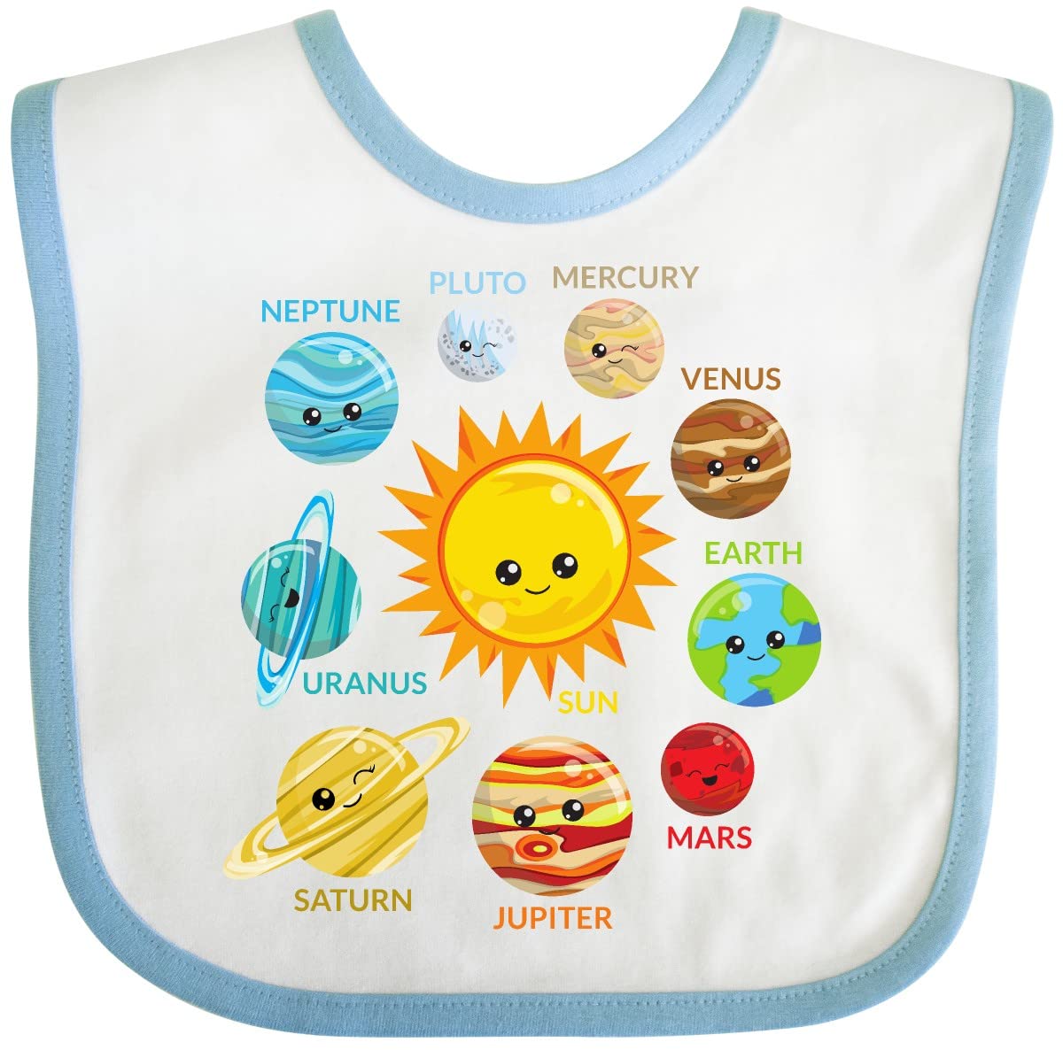 Inktastic Cute Planets Solar System Space Cosmos Galaxy Baby Bib - Soft & Absorbent for Messy Mealtime & Space-Themed Nursery Decor