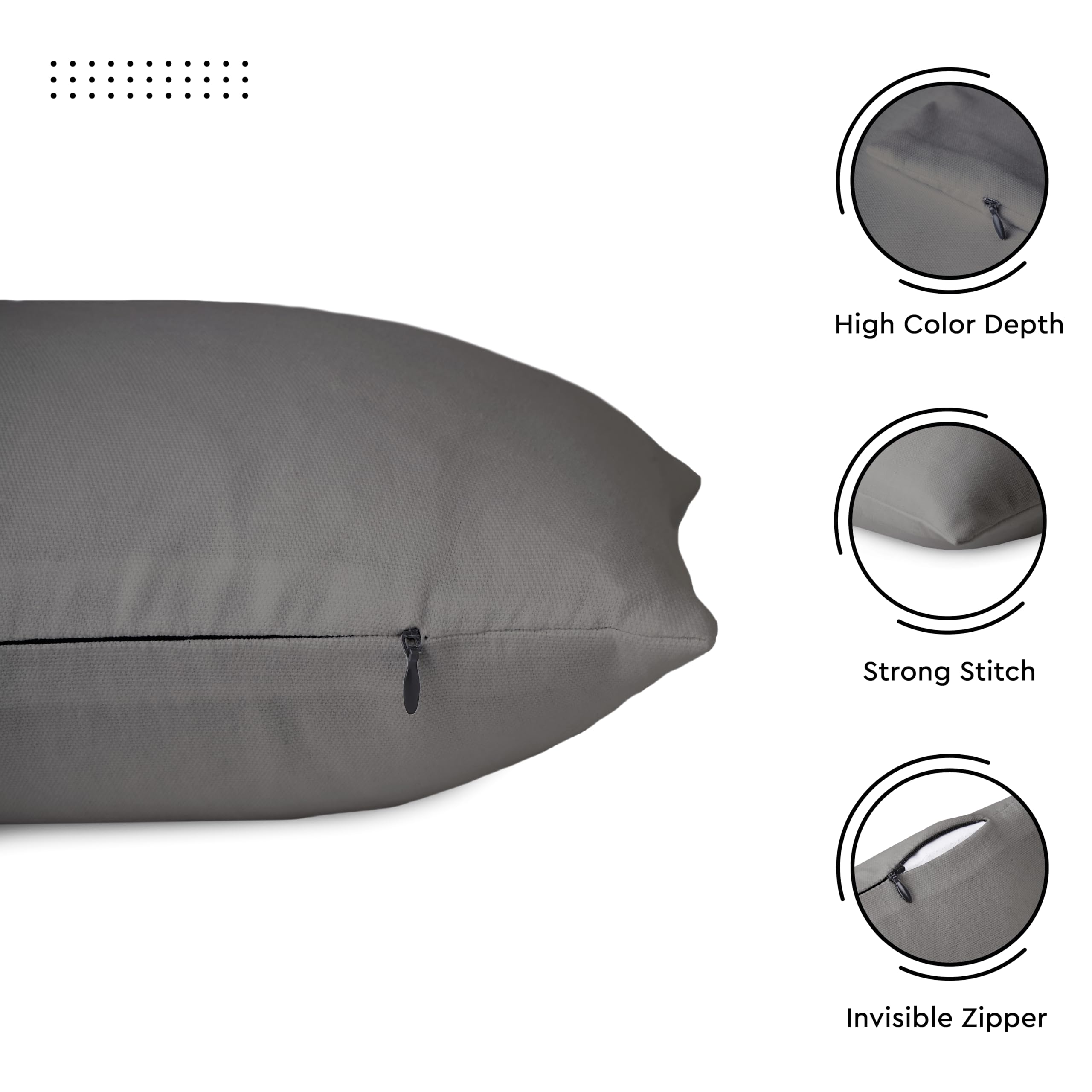 Encasa XO Throw Pillow Covers 24x24 Inches Set of 2 - Soft Grey Cotton Decorative Cushion Covers with Hidden Zipper Closure | Perfect for Living Room Sofa, Bedroom Decor & Couch Accents | Home Decor Essentials for Modern Interiors