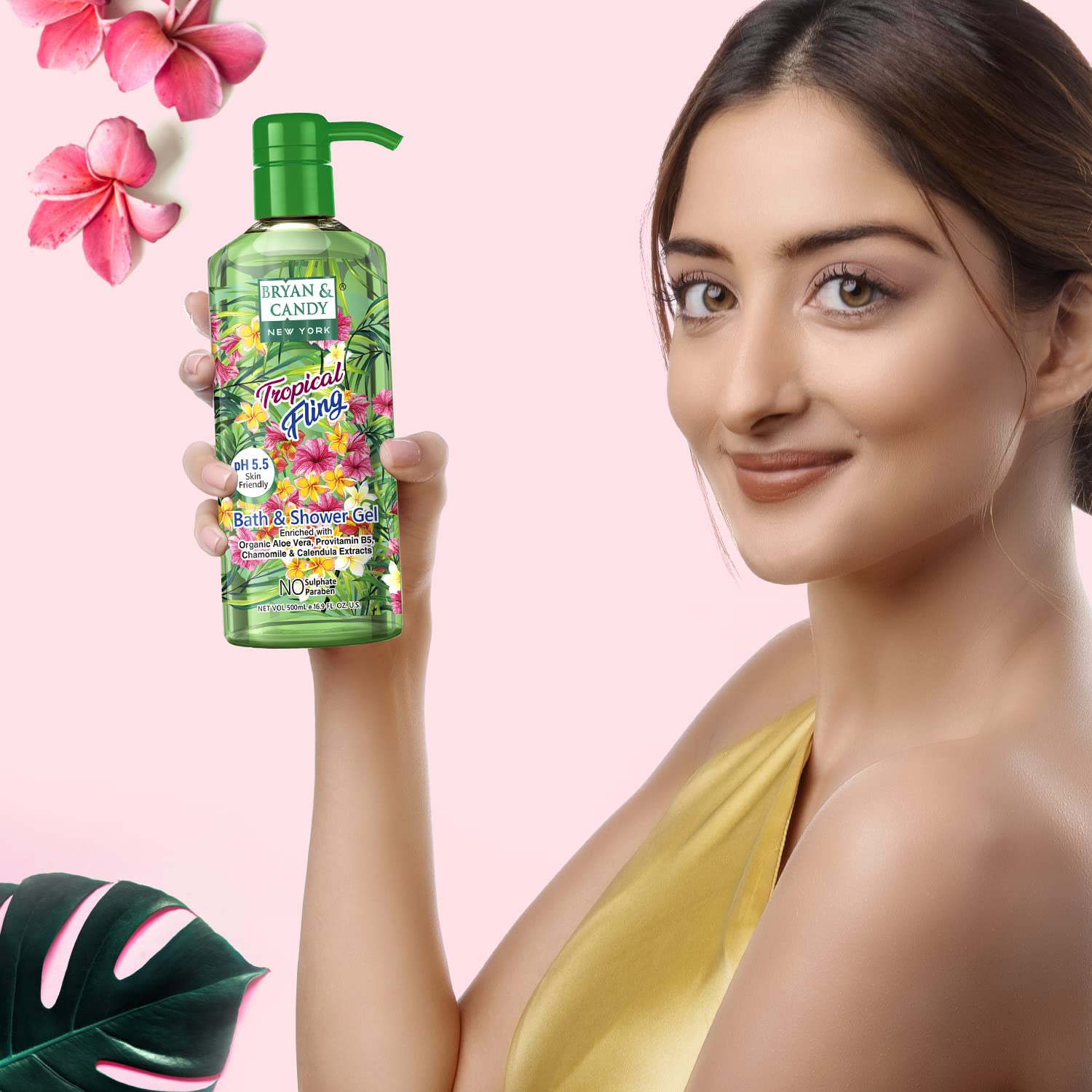 Bryan & Candy Aloe Vera Shower Gel - Gentle Moisturizing Body Wash for Soft, Supple Skin - Tropical Scented Bath & Shower Gel (500ml) - Perfect for Daily Hydration & Relaxing Spa Experience
