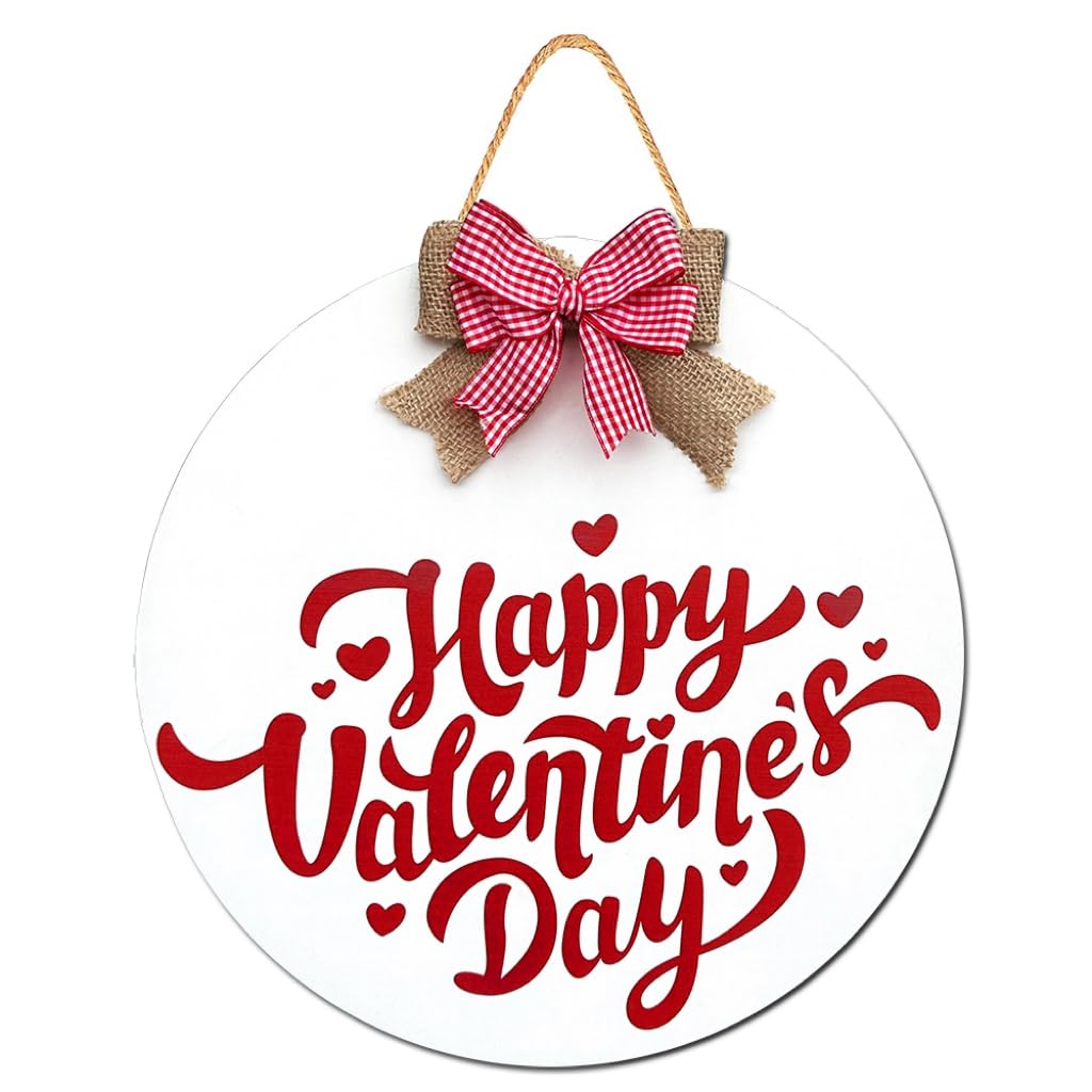 12”x12” Valentine's Day Welcome Door Sign with Bow-Knot - Heart-Shaped Front Porch Decoration for Indoor/Outdoor Use - Perfect for Home, Office & Party Decor