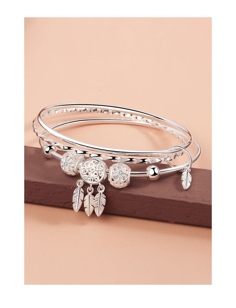 Elegant Solid Three Rings Bracelet for Tanabata & Valentine's Day - Perfect Romantic Gift for Couples, Anniversaries & Special Occasions