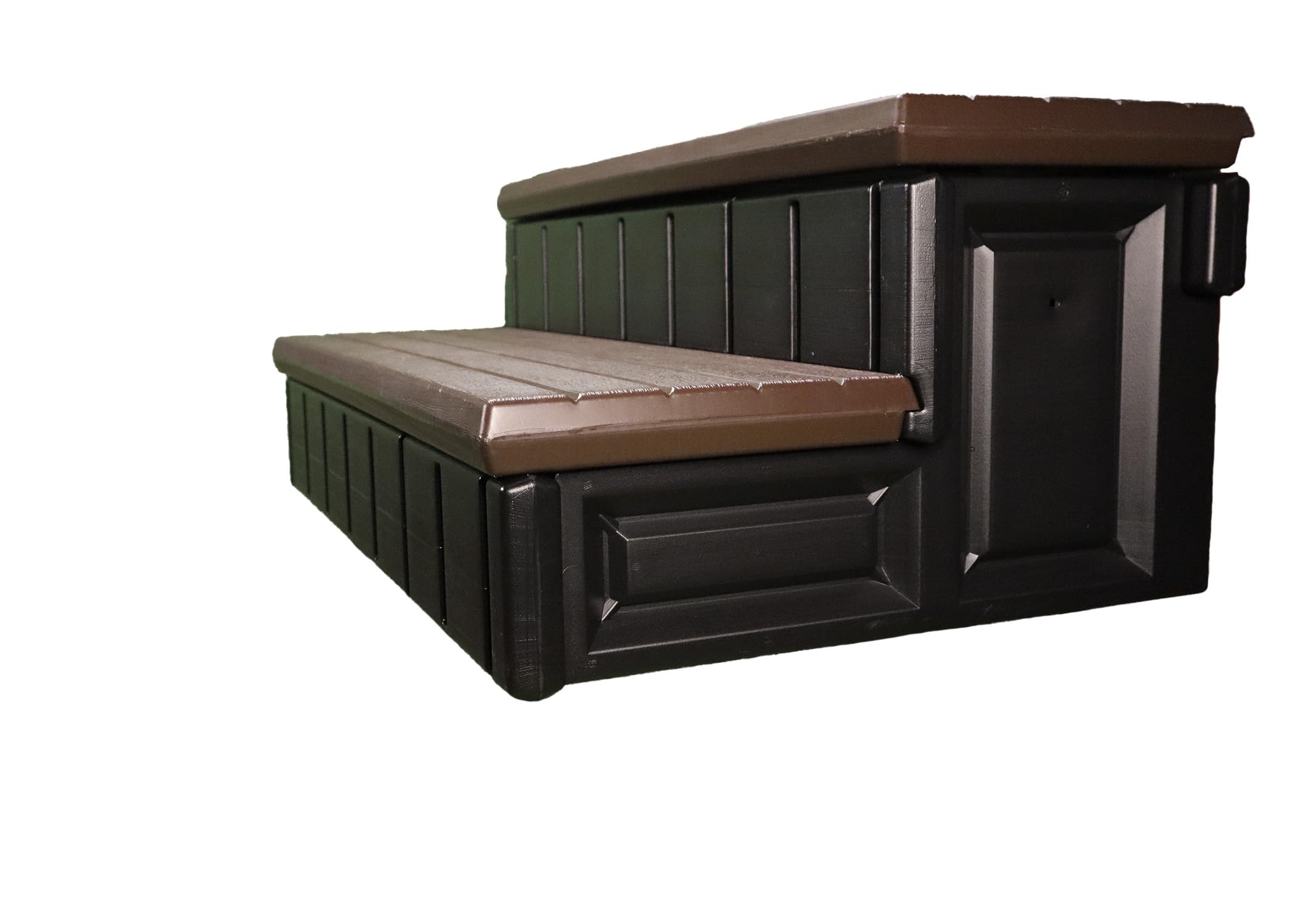 Durable Confer Plastics Spa & Hot Tub Storage Step - Multi-Functional, Made in USA, Espresso Color | Perfect for Poolside Organization & Easy Access
