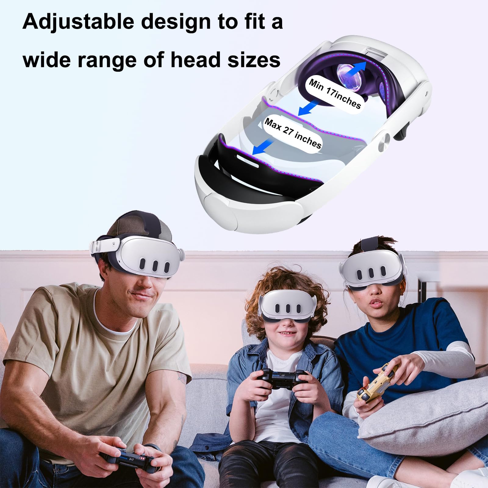 KYYOKE Adjustable Comfortable Elite Strap for Oculus Quest 3 & Meta Quest 3 Accessories - Lightweight VR Headset Replacement Headband with Enhanced Stability - Perfect for Gaming, Virtual Reality Experiences & Extended Play Sessions