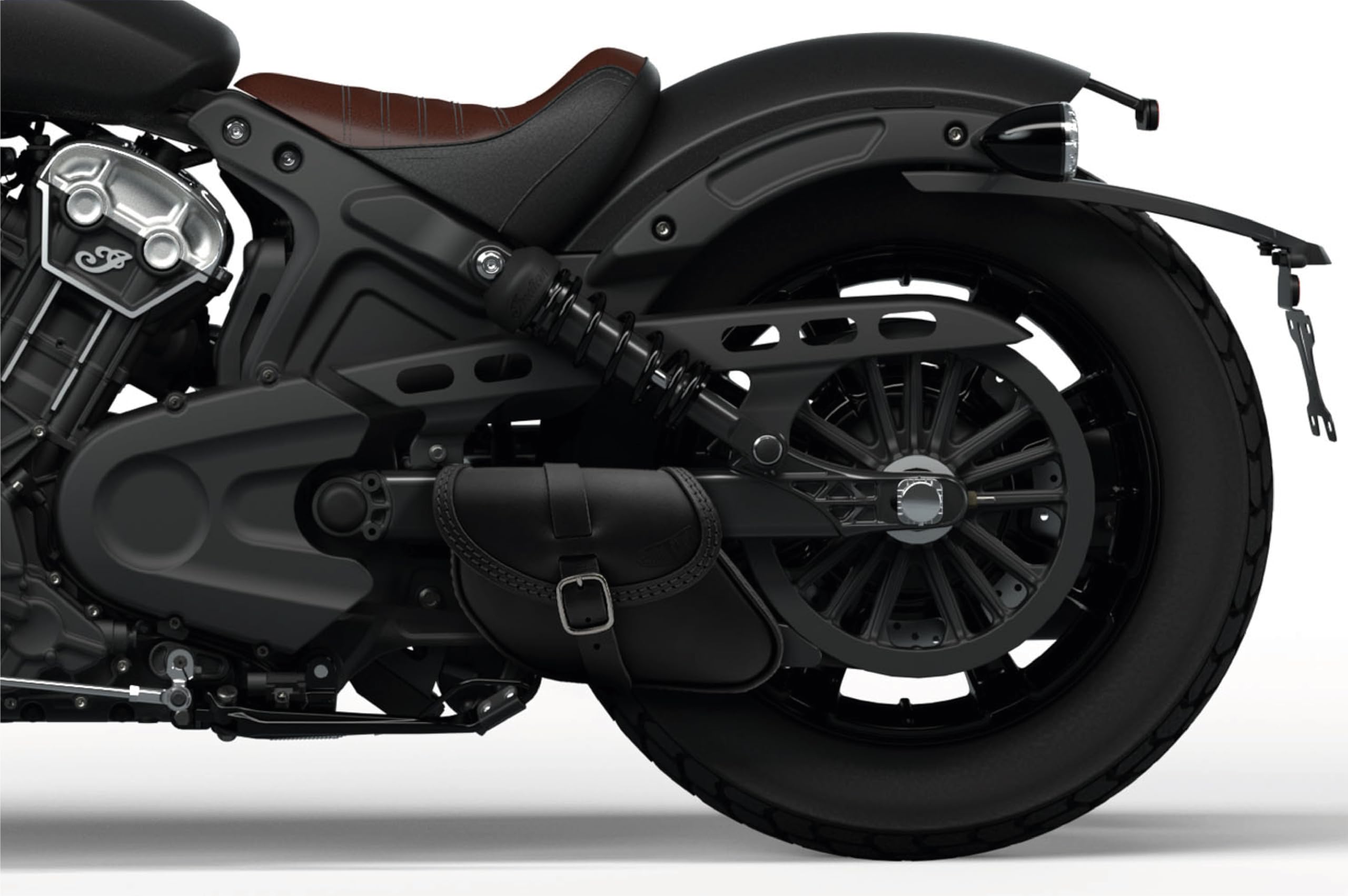 Premium Leather Swingarm Bag for 2015-2025 Indian Scout & Scout Bobber Motorcycles - Fits Scout 101, Classic, Sport & Super Scout Models (Black Stitched) - Perfect for Daily Commuting & Road Trips