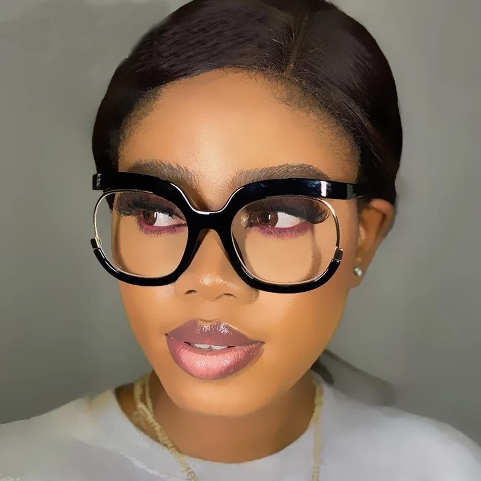 COTIA Oversized Blue Light Blocking Glasses for Women - Fashion Half Frame Computer Eyewear with Anti-UV Protection | Perfect for Office Work, Gaming & Digital Screen Use