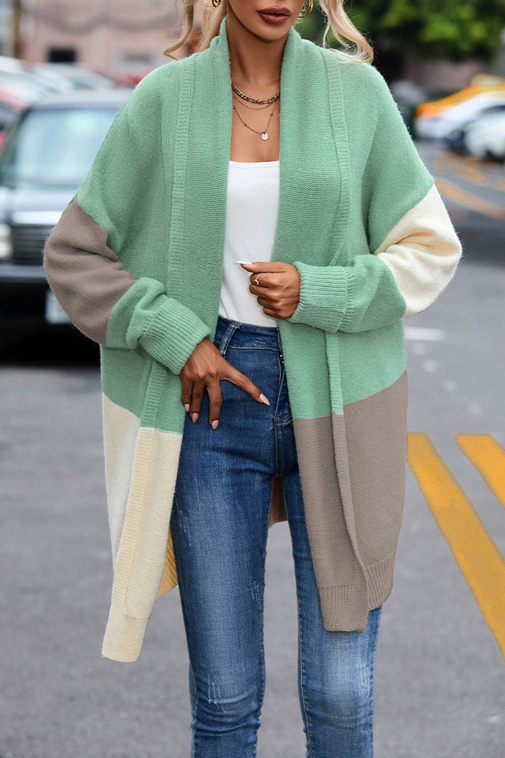 Stylish Color Block Long Sleeve Cardigan Sweater for Women | Cozy Fall & Winter Fashion | Perfect for Office, Dating & Casual Outfits