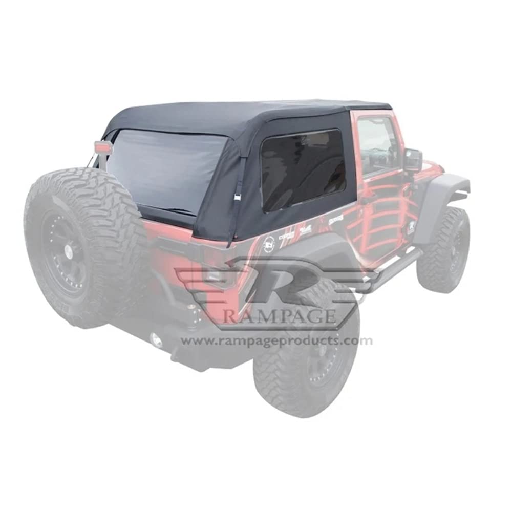 RAMPAGE PRODUCTS Frameless Trail Top for Jeep Wrangler JK (2007-2018) | Tinted Windows, Durable Sail Cloth, Black Diamond Design | Perfect for Off-Road Adventures & Summer Driving | Model 109935 | Fits 2-Door Wrangler JK