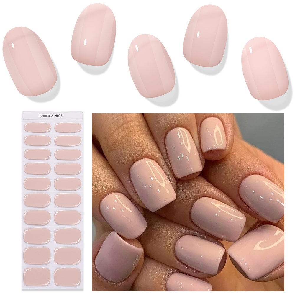 20 Tips Nude Semi Cured Gel Nail Strips - Long Lasting DIY Manicure Kit for Natural Look | Perfect for Home Salon, Parties & Special Occasions