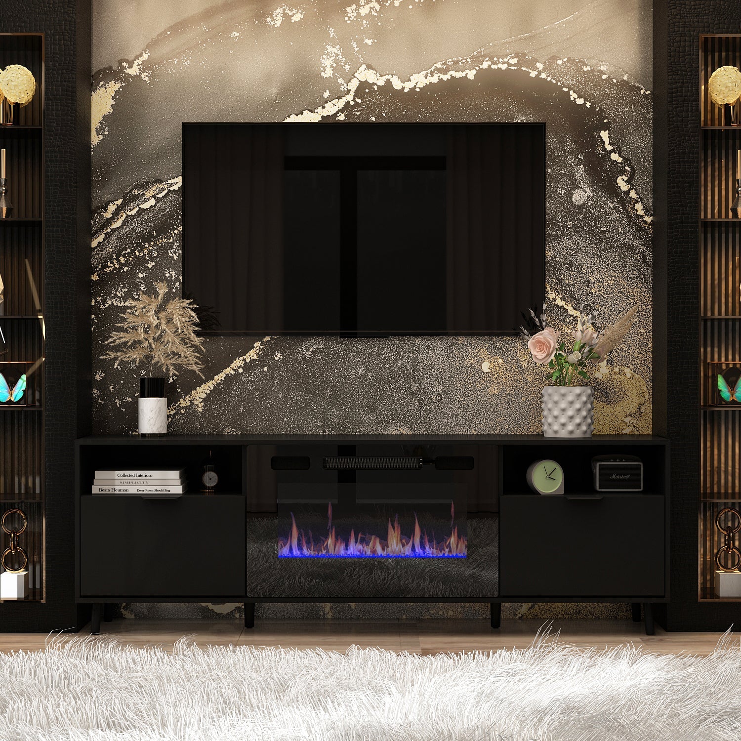Modern TV Stand Media Console with Storage Cabinet - Sturdy Entertainment Center for Gaming & Living Room - Perfect for TVs up to 65
