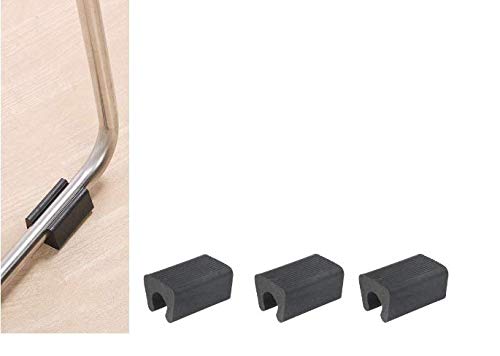 Non-Slip Black Plastic Furniture Leg Protectors - Rectangle Chair Foot Tips (30 Pack) for 10-11mm Diameter Legs - Protect Floors & Reduce Noise for Chairs, Tables & Office Furniture