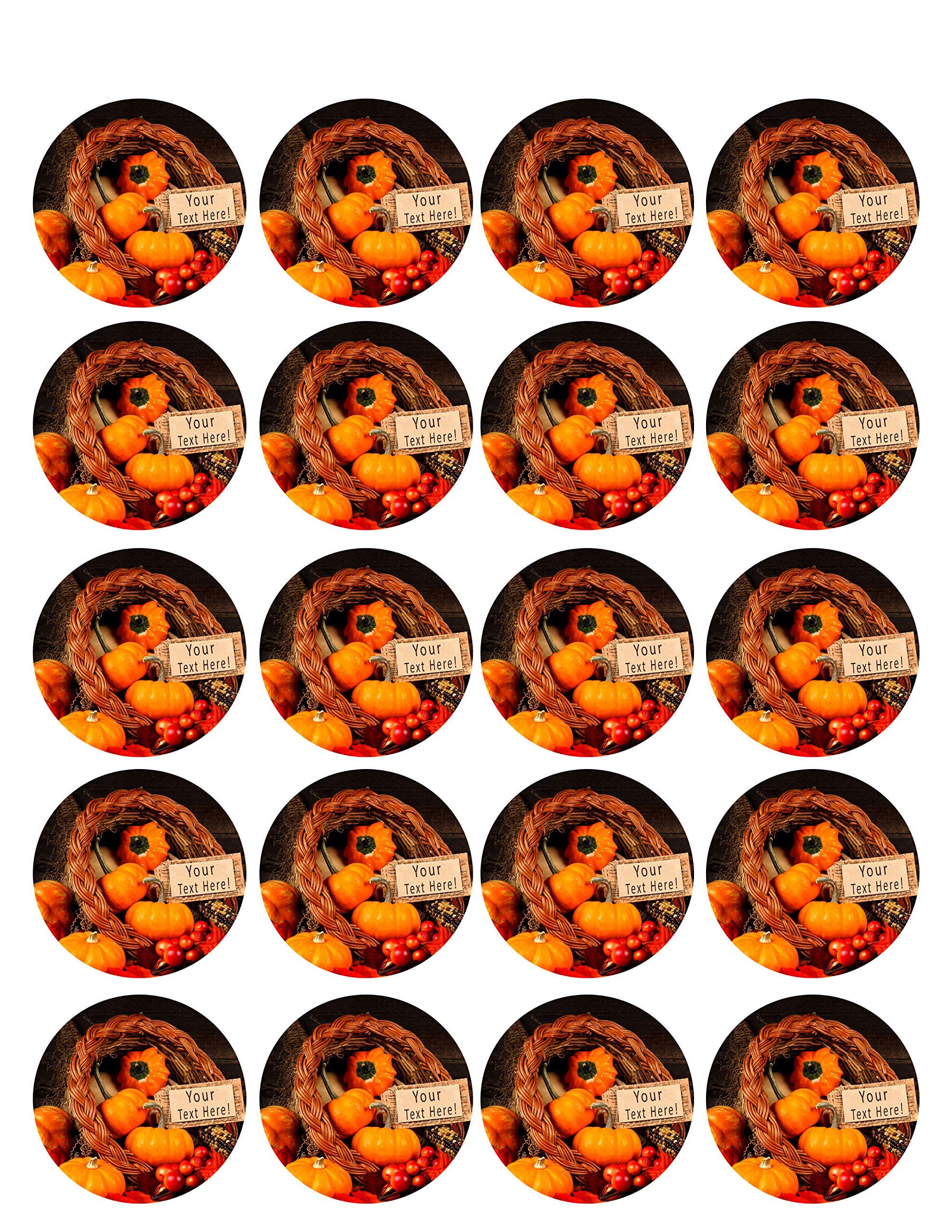 Thanksgiving Edible Cupcake Toppers - 1.8 Inch Decorations for Baking (20 Pieces/Sheet) - Perfect for Holiday Parties, Birthday Cakes & Dessert Decorating