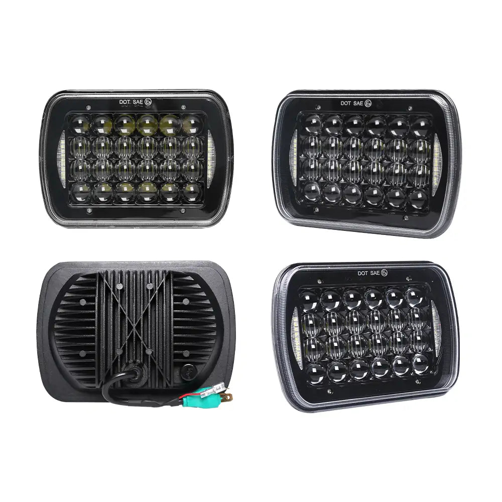 5x7 72W LED Headlight Replacement for Sealed Beam with DRL - High Brightness, Energy Efficient, Easy Installation | Perfect for Trucks, Jeeps, SUVs & Off-Road Vehicles | Pair