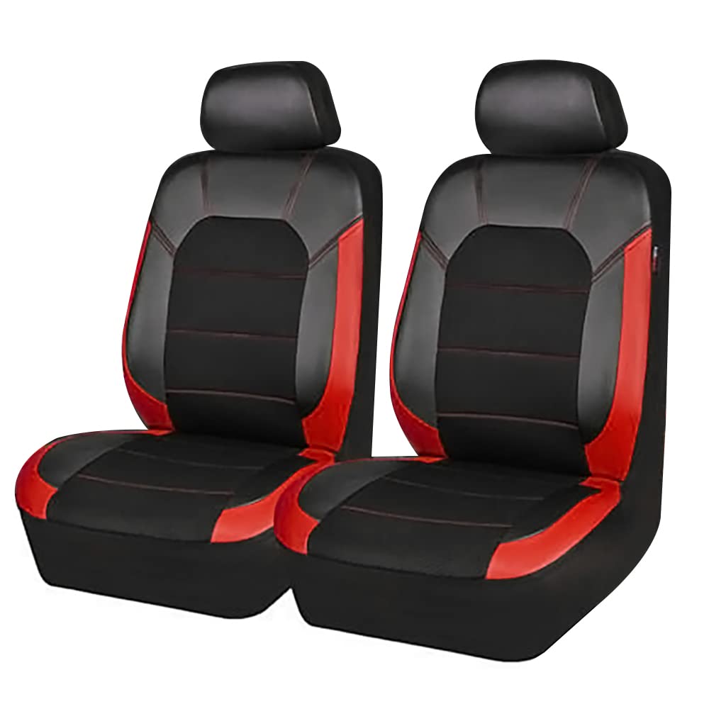 2020 Seat Tarraco Front Seat Cover - Premium PU Leather & Cloth Car Seat Protector - Comfortable & Durable Auto Accessories for Driving & Road Trips - Red