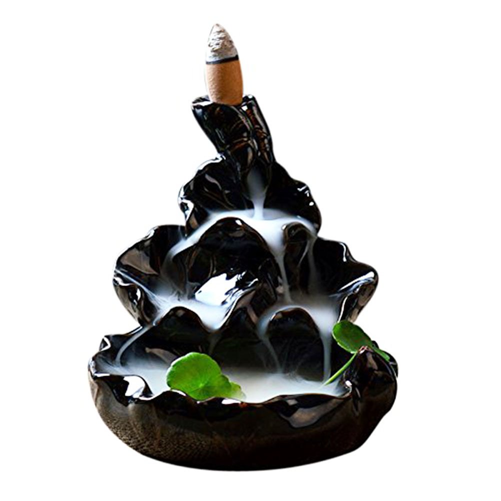 Premium Ceramic Backflow Incense Burner Cone Holder - Elegant Smoke Tower for Aromatherapy, Meditation & Home Decor | ROSENICE
