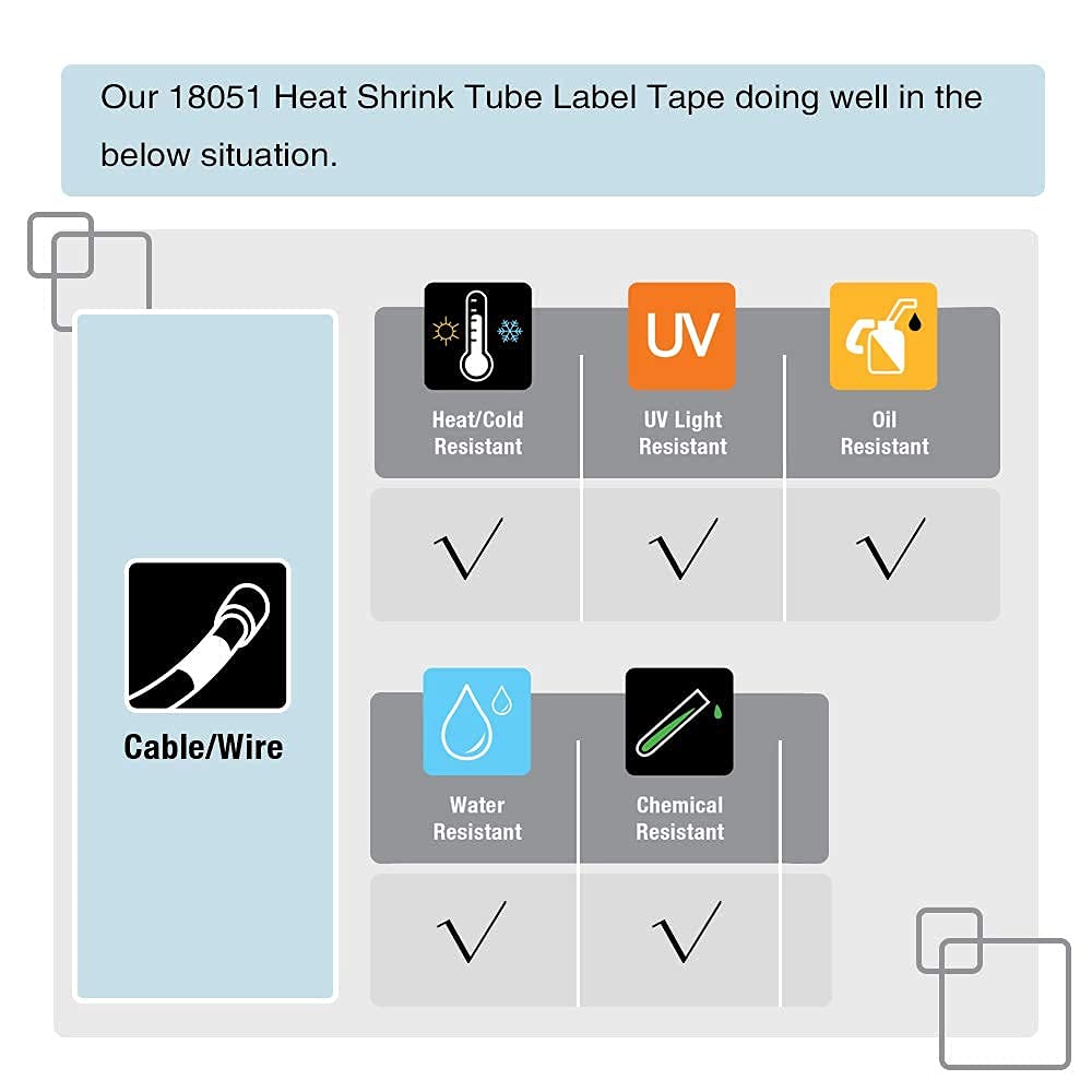 5 Pack 1/4'' Heat Shrink Tape & 5 Pack 1/2'' Flexible Nylon Tape - Compatible with Dymo Rhino Label Makers - Perfect for Cable Labeling, Wire Identification & Industrial Organization