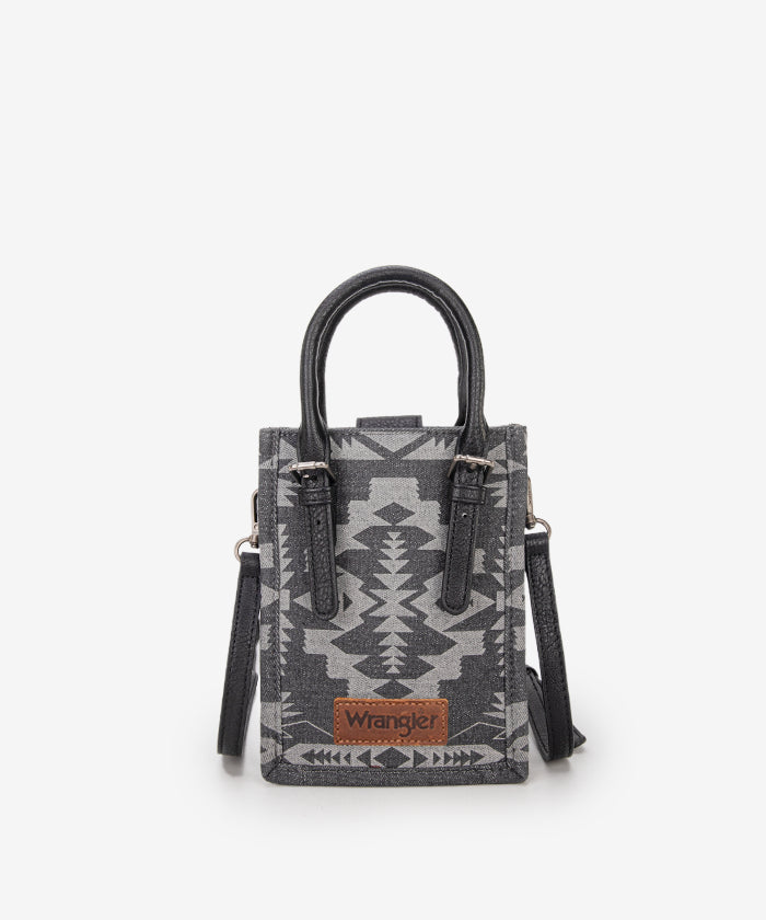 Wrangler Aztec Print Canvas Phone Purse for Women - Crossbody Cell Phone Bag with Adjustable Strap - Perfect for Travel, Concerts, and Everyday Use