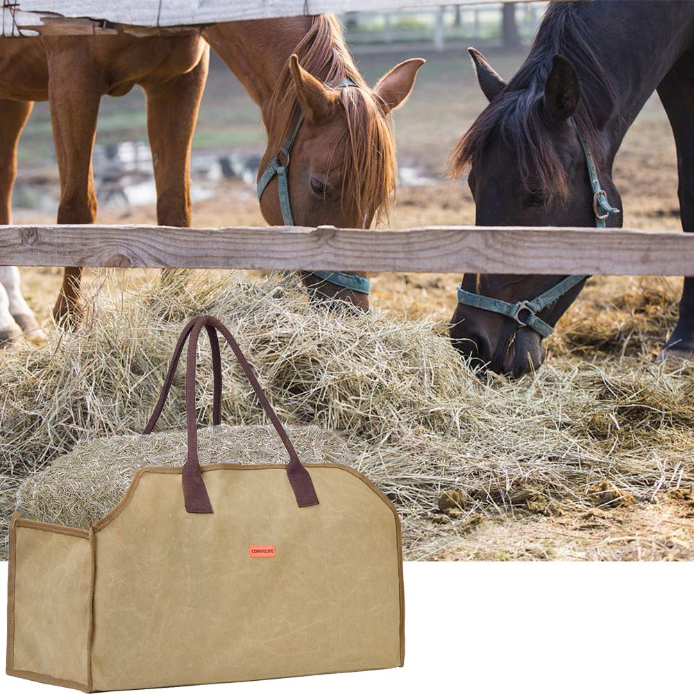 Heavy Duty Waxed Canvas Firewood Log Carrier Tote Bag - Large Wood Carrying Bag for Fireplace, Camping, Wood Stove & Cabin - Indoor/Outdoor Use with Reinforced Handles & Stain Resistant Finish - Perfect for Firewood Storage, Camping Trips & Cozy Cabin Nights