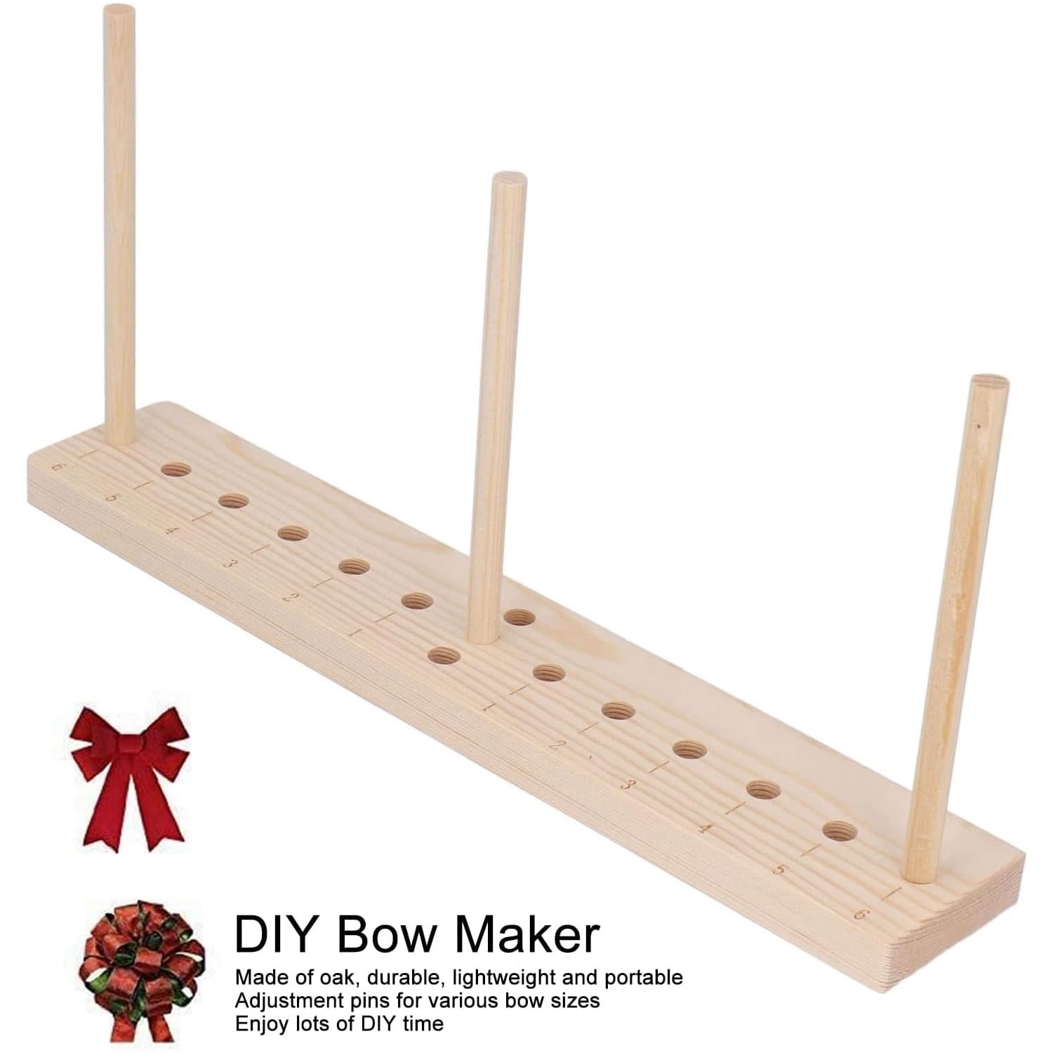 PEAKTREND Oak Bow Maker Tool - 3 Long Stick Lightweight Portable DIY Ribbon Bow Maker for Wreaths, Hair Bows, Gift Wrapping & Crafting | Perfect for Weddings, Parties & Home Decor