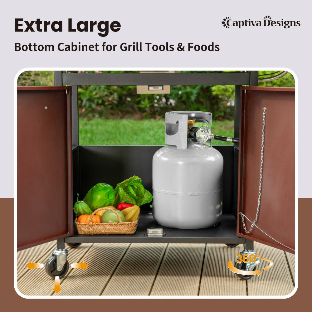 Captiva Designs 4-Burner Propane Gas Grill with Side Burner - Outdoor BBQ Grill for Backyard, Patio & Camping - Perfect for Grilling, Smoking & Entertaining