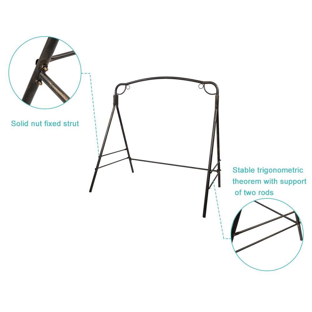 Sturdy Iron Swing Stand Frame - Bronze Outdoor Porch Swing for Patio, Garden & Backyard | Easy to Assemble, Weather-Resistant | Perfect for Relaxation, Decoration & Outdoor Leisure
