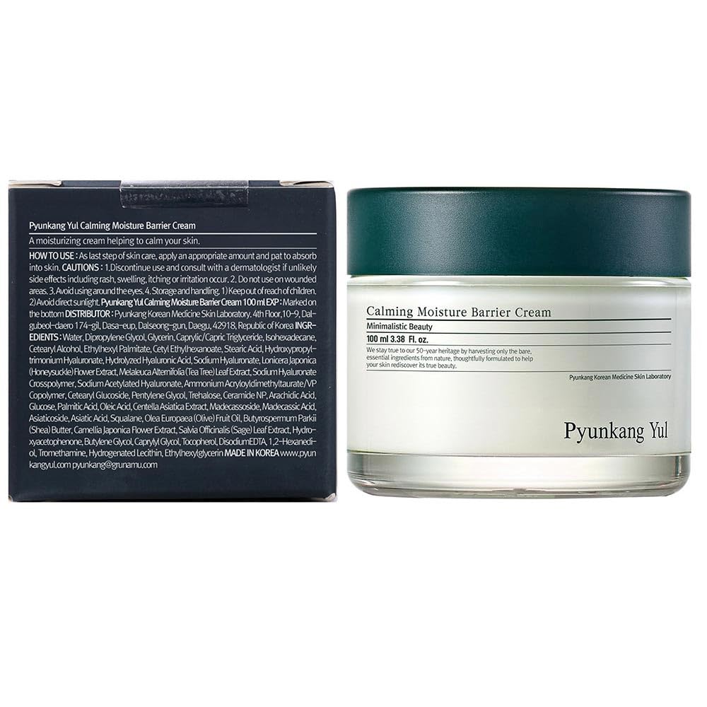PKY Calming Cream & Serum Set - Vegan Korean Skincare for Sensitive Skin, Soothes & Repairs Skin Barrier (3.38 Fl Oz/100ml Cream + 10 Sheet Facial Masks) - Perfect for Redness Relief & Nighttime Skincare Routine