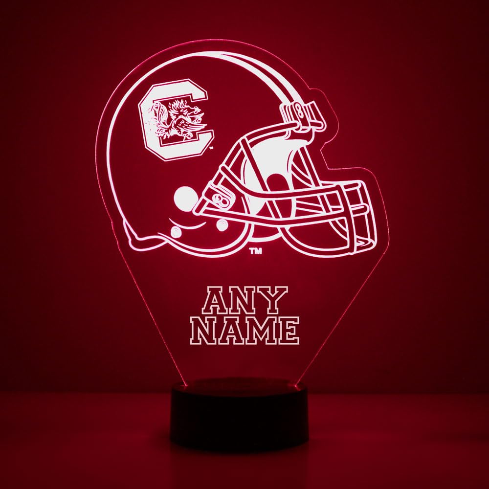 South Carolina Gamecocks Football Helmet LED Night Light - Customizable College Football Decor for Bedroom, Man Cave & Game Room Gifts