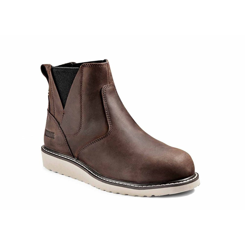 Kodiak Whitton Chelsea Women's Steel Toe Pull On Wedge Work Boots - Comfortable Slip Resistant Safety Shoes for Construction, Warehouse & Outdoor Work (Brown)