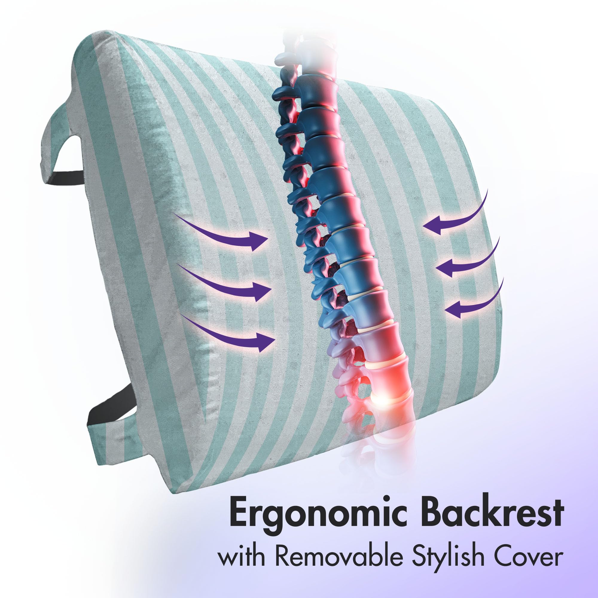 Ambesonne Stripes Lumbar Support Pillow - Pastel Geometric Pattern, High Density Foam for Office Chair & Car Seat - 14