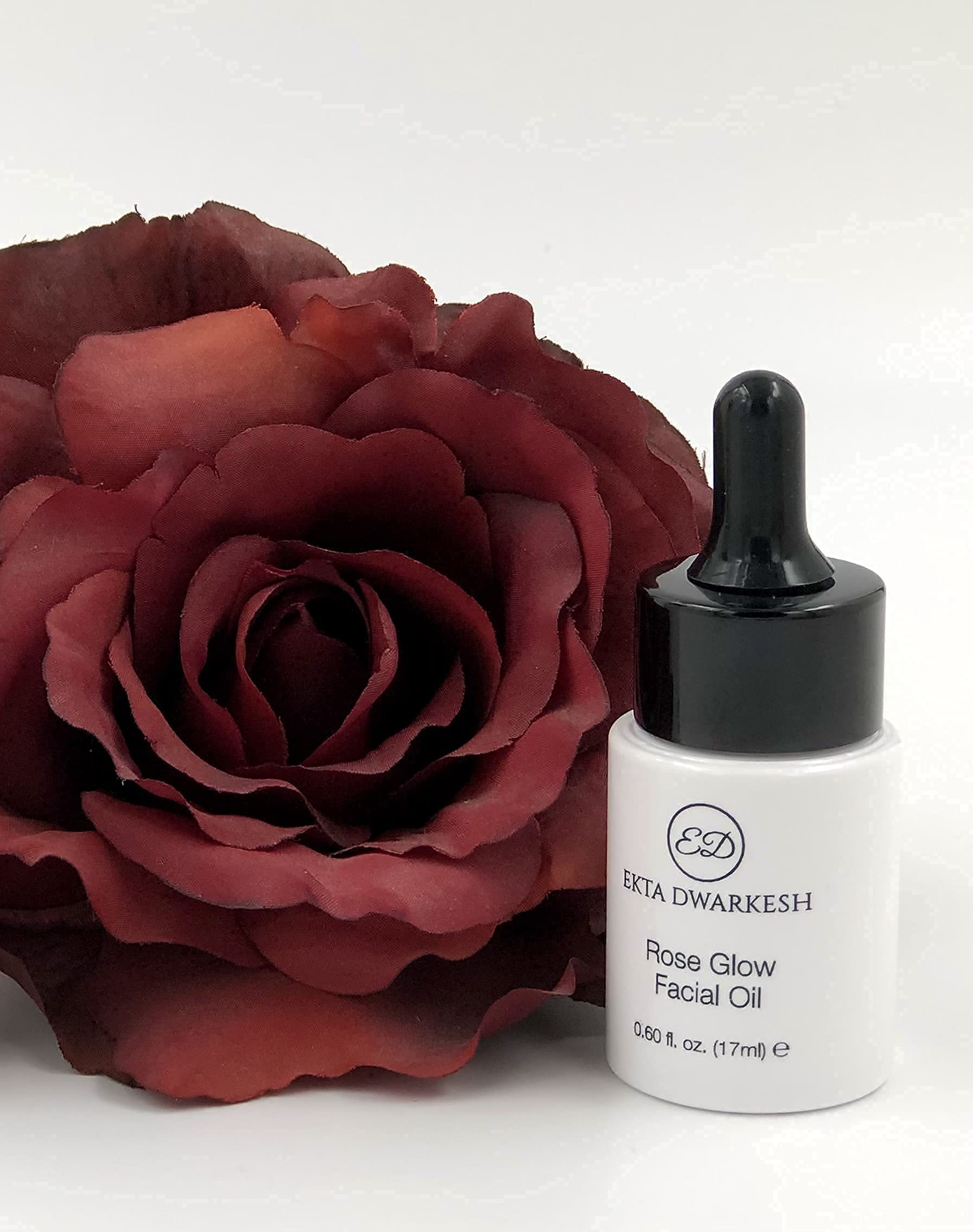 Rose Glow Facial Oil with Rose Extracts, Jojoba Oil & Vitamin E - Hydrating & Antioxidant Face Serum for Dry Skin (0.60 fl oz) | Vegan, Cruelty-Free Skincare for Night Routine & Daily Moisturizing