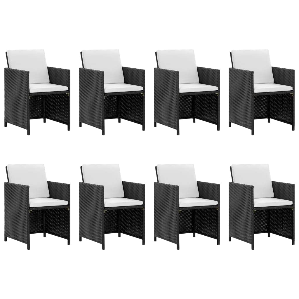 13-Piece Patio Dining Set with Cushions - Black PE Rattan Outdoor Furniture Set with Steel Frame, Glass Tabletop & Comfortable Foam-Filled Polyester Cushions - Perfect for Garden, Backyard, Poolside & Outdoor Entertaining