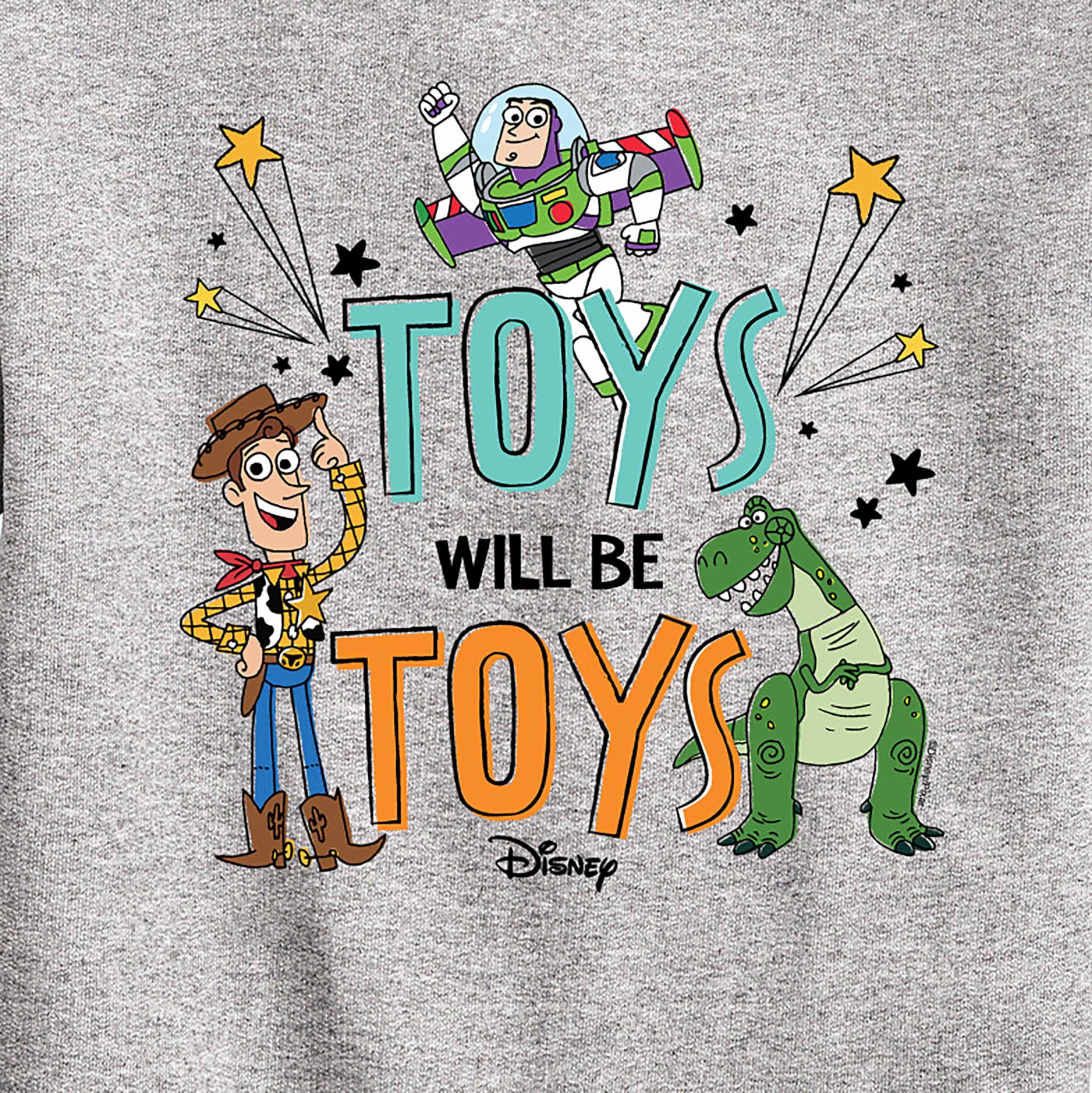 Disney Toy Story Toys Will Be Toys Toddler & Youth Fleece Crewneck Sweatshirt - Soft & Warm Pullover for Kids - Perfect for Playtime, School & Family Outings