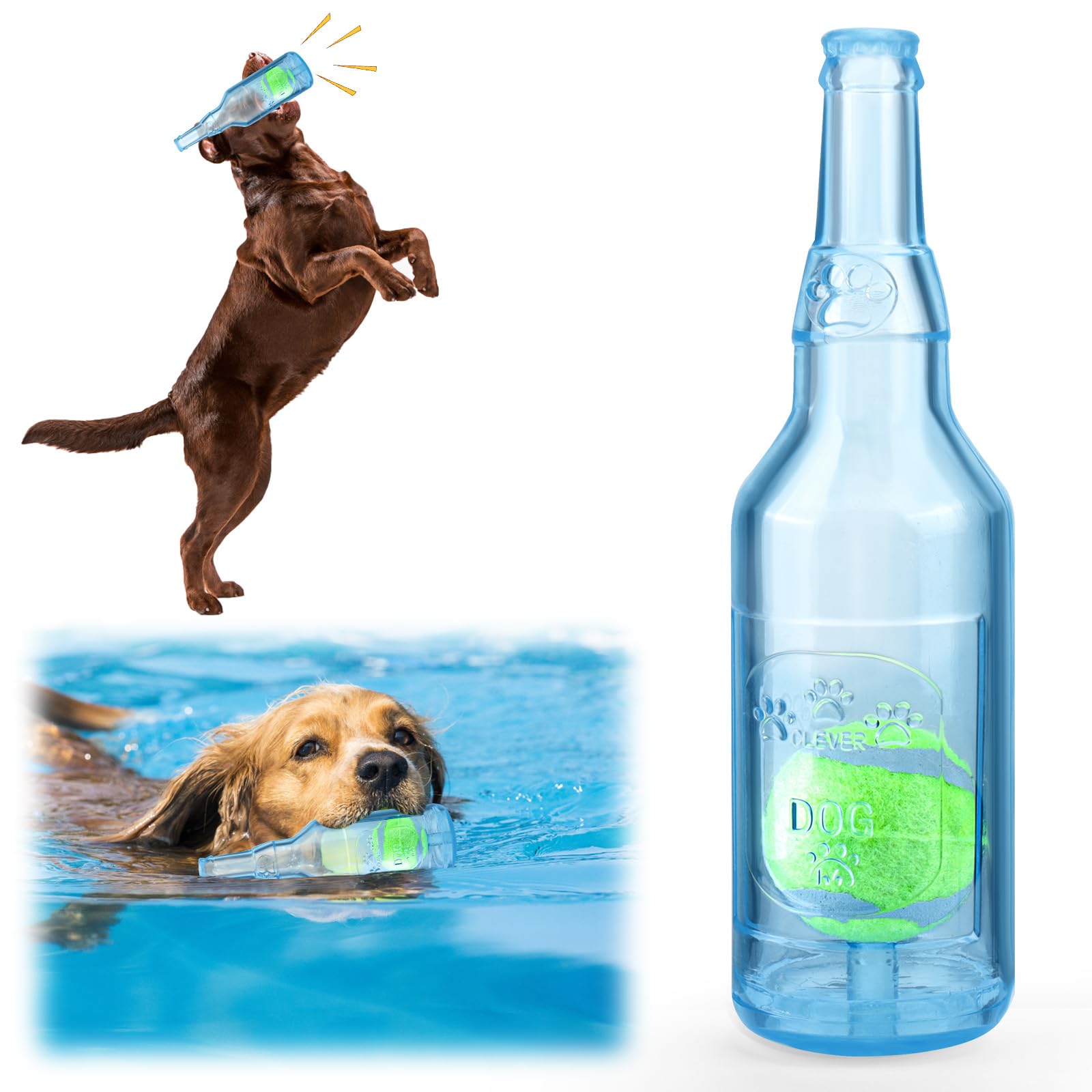 AIERSA Crunch & Play Water Bottle Dog Toy - Squeaky Interactive Chew Toy for Small & Medium Dogs, Durable for Aggressive Chewers - Perfect for Indoor Play, Boredom Relief & Training Rewards