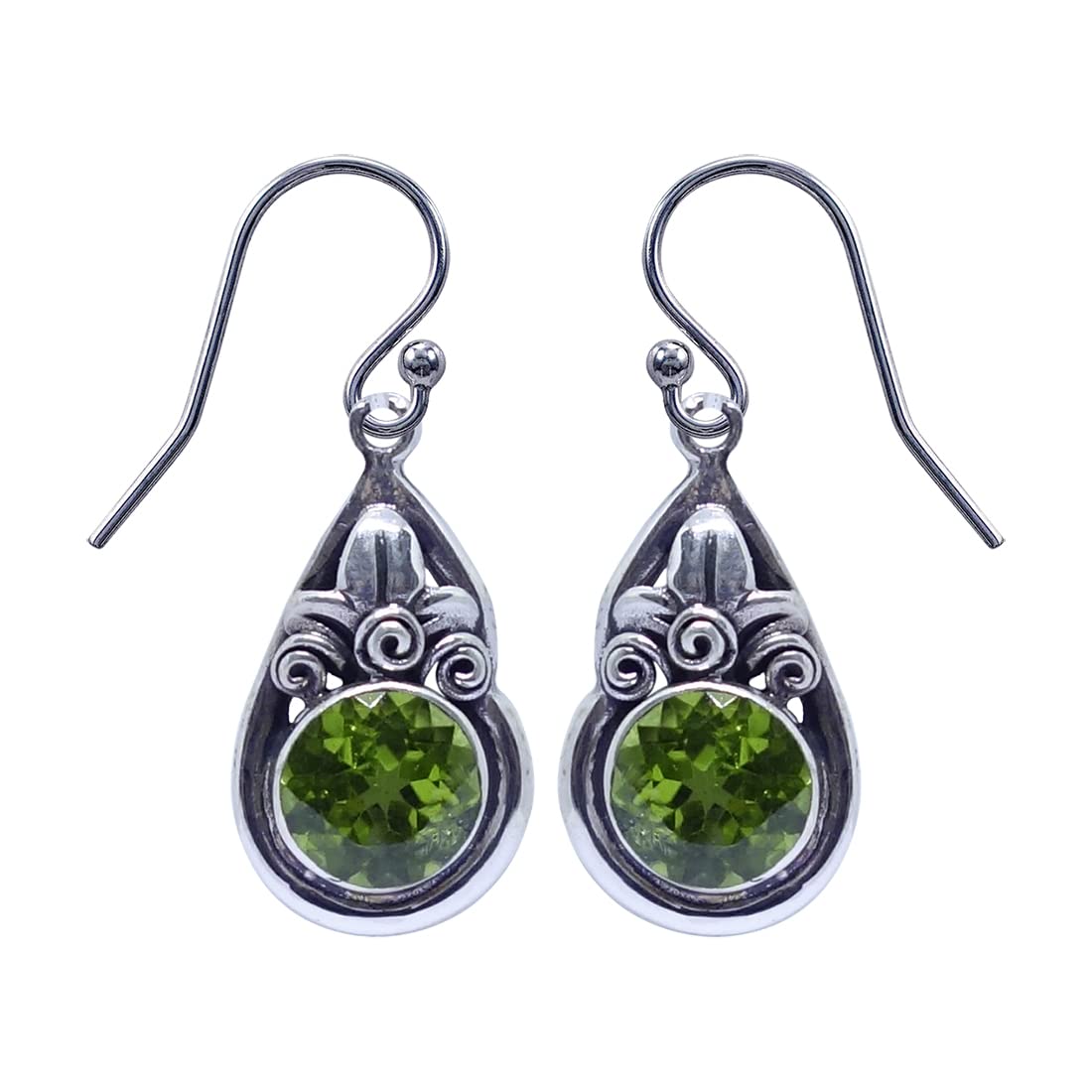 Handmade 925 Sterling Silver Peridot Dangle Earrings for Women - August Birthstone Jewelry | Unique Designer Gemstone Earrings for Parties, Weddings & Special Occasions