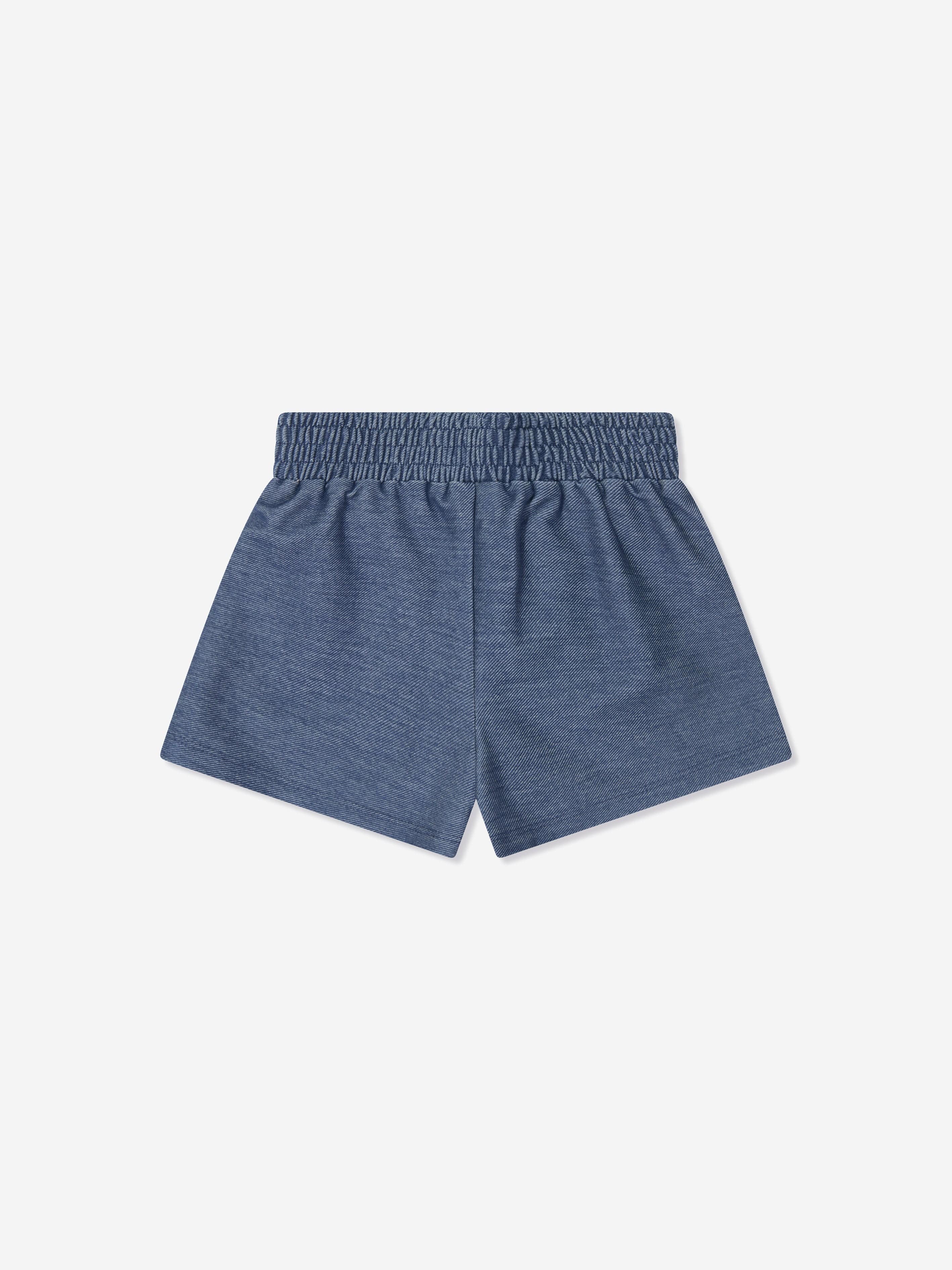AY by AYLA Girls Denim Look Shorts - Blue Stretch Comfortable Casual Shorts for Kids | Perfect for Summer Playdates, Beach Outings & School Activities