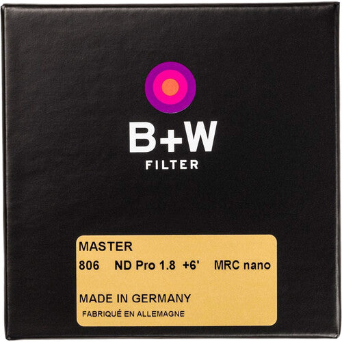 B+W 77mm #806 MASTER Neutral Density 1.8 6 Stop MRC Nano Filter - Professional Camera Lens Filter for Landscape & Long Exposure Photography