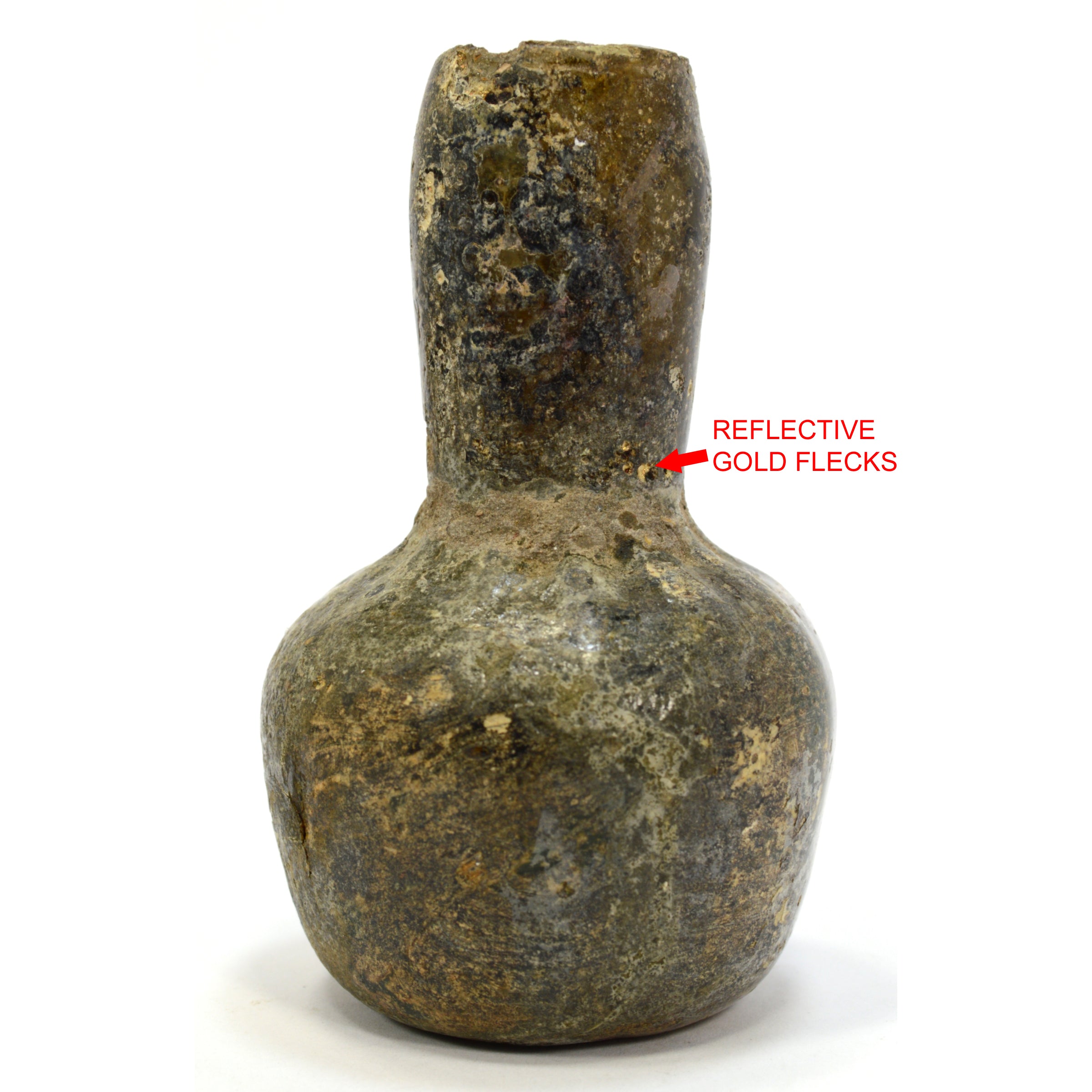 Ancient Roman Free-Blown Glass Flask Bottle Vessel 3.25