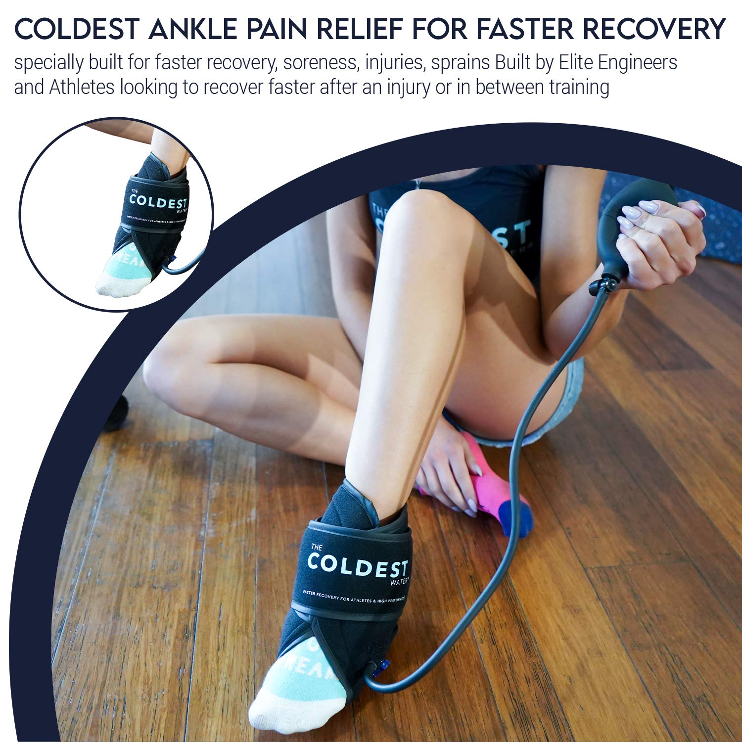 The Coldest Ankle Ice Pack with Cold Gel & Air Compression - Fast Recovery Ankle Sleeve for Achilles Tendon, Plantar Fasciitis, Swelling - Ideal for Post-Workout, Injury Recovery & Daily Pain Relief