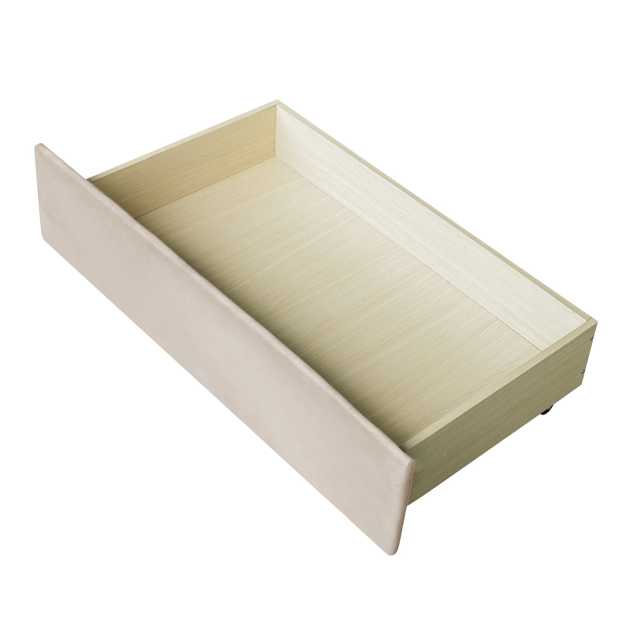 Merax Twin Size Upholstered Daybed with 2 Drawers & Wood Slat Support - Beige Modern Sofa Bed for Guest Room, Dorm, or Small Space