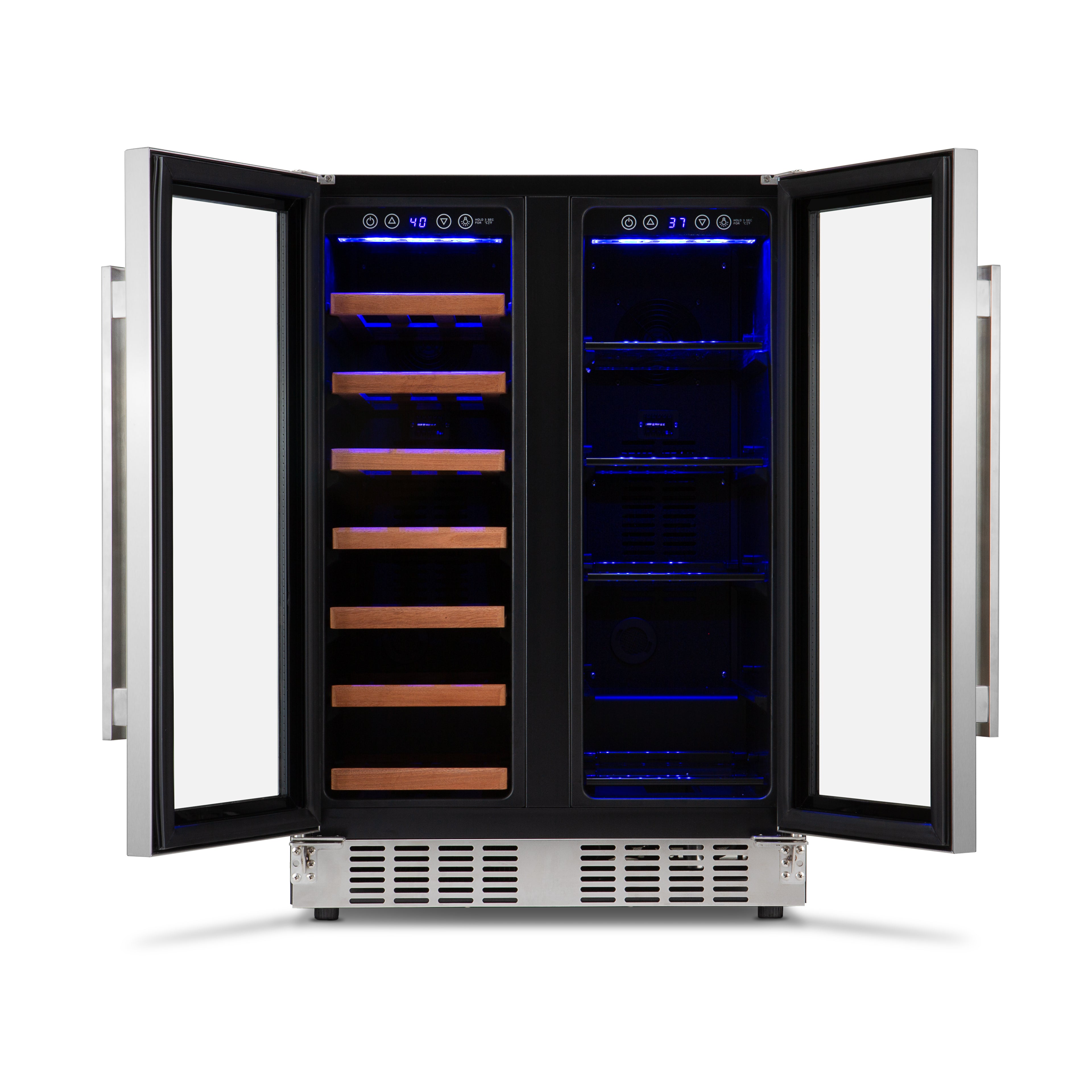 Newair® 24 Inch Dual Zone Wine and Beverage Cooler with French Doors - Perfect for Home Bars, Restaurants, and Wine Cellars
