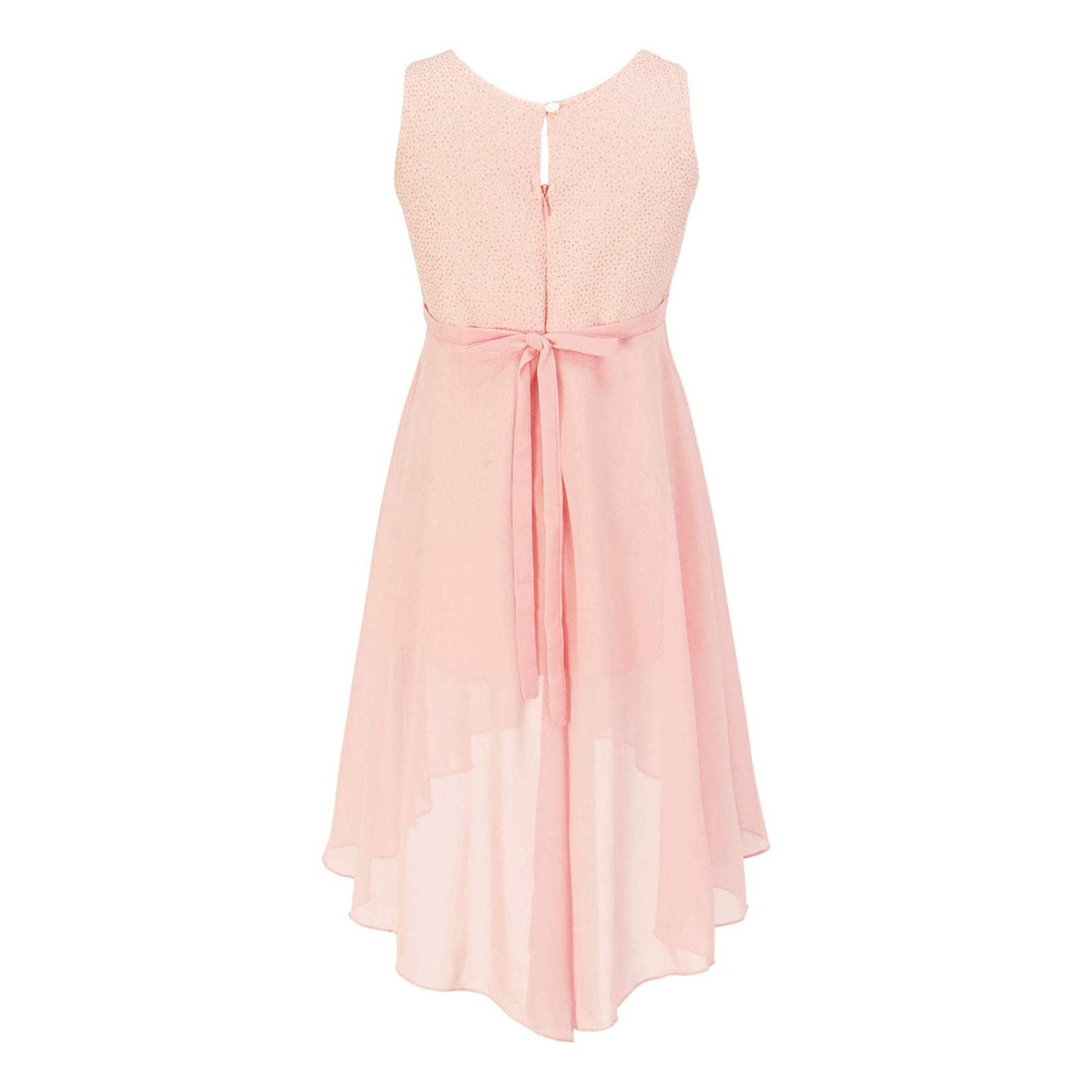 Sparkly Sleeveless Tank Top with High-Low Chiffon Skirt - Girls Princess Party Dress for Formal Occasions, Birthday Celebrations & Special Events