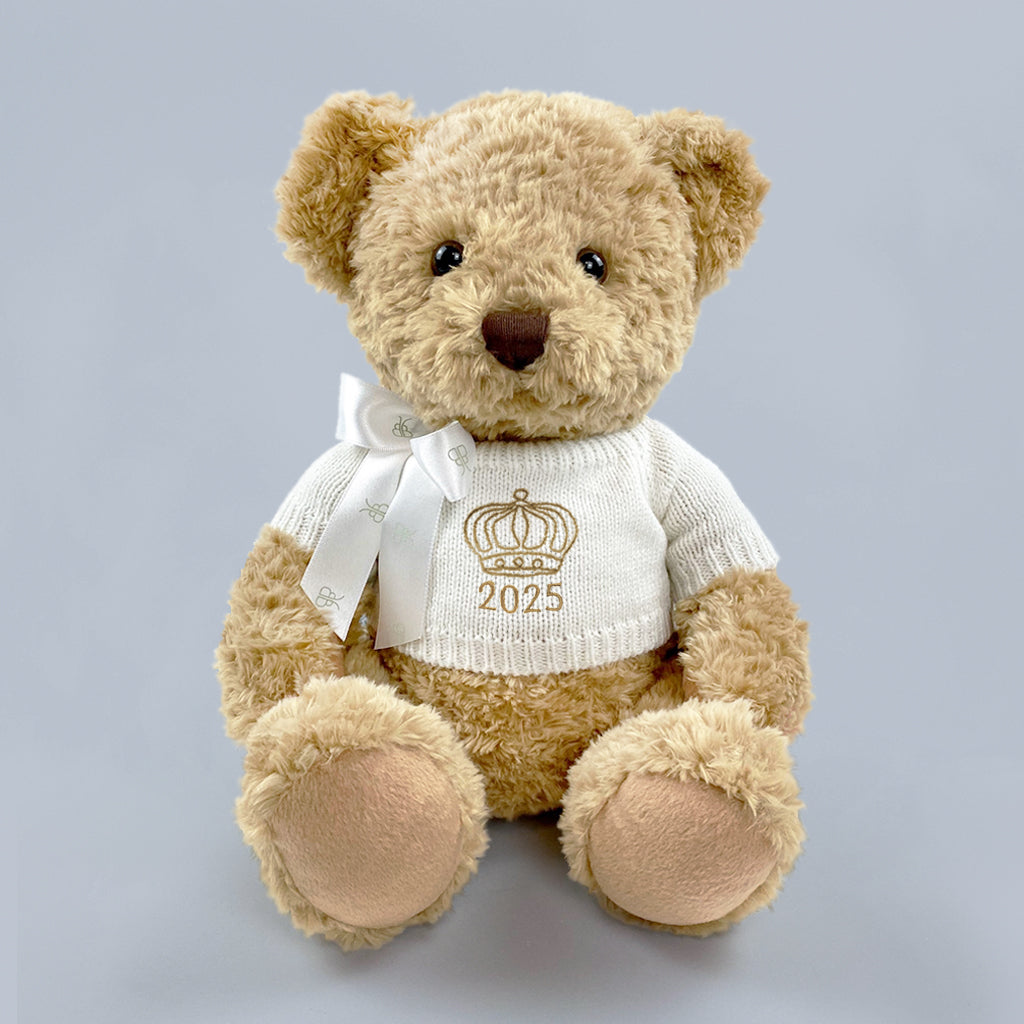 Cute Bernard Year Bear Plush Toy with Crown or Tiara Embroidery - Perfect for Birthday Gifts, Nursery Decor & Collectibles