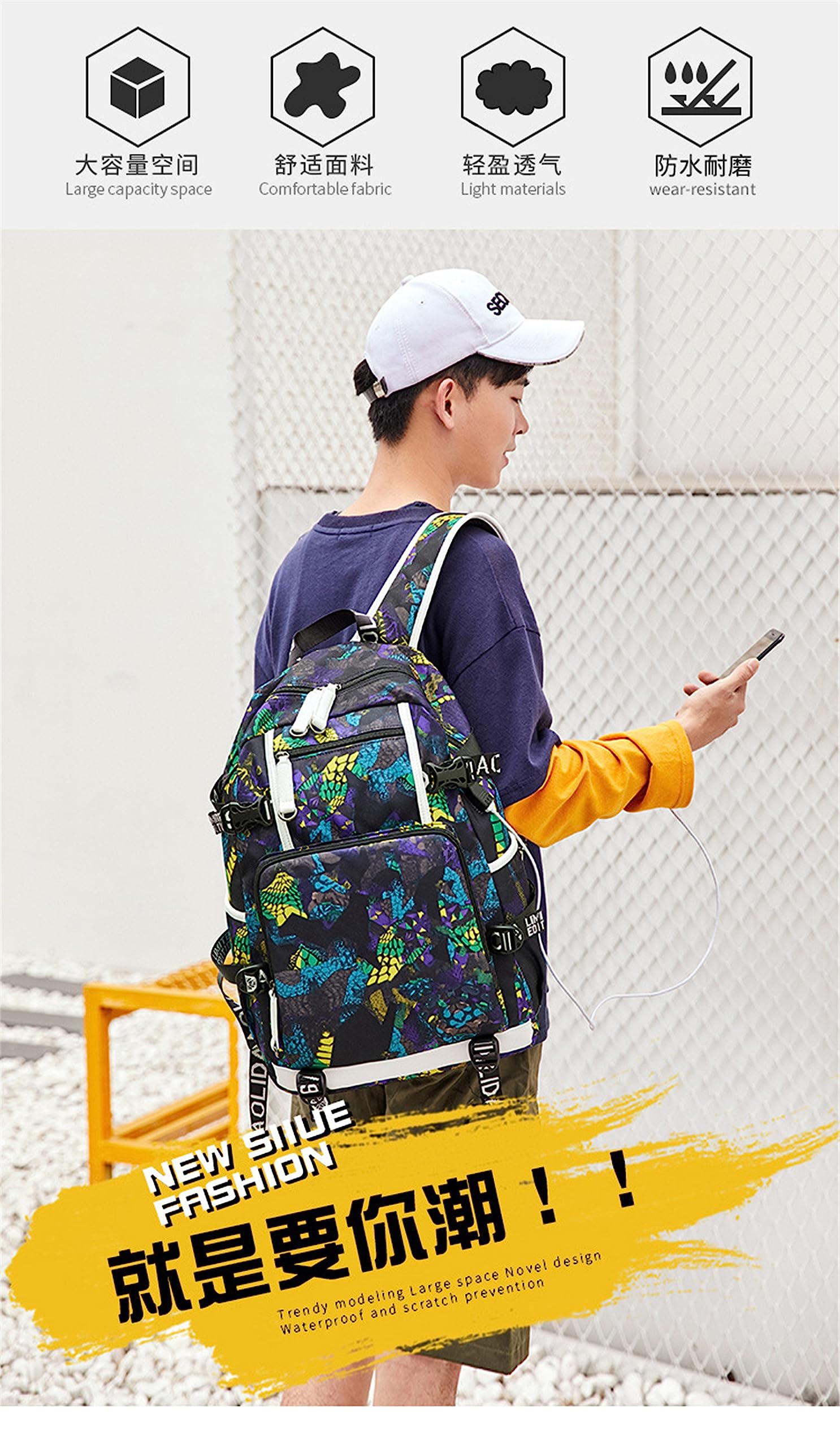ISaikoy Game Plants vs. Zombies Backpack - Blue Gaming School Bag for Kids & Teens, Laptop Daypack with Shoulder Straps - Perfect for School, Travel & Comic Con Events