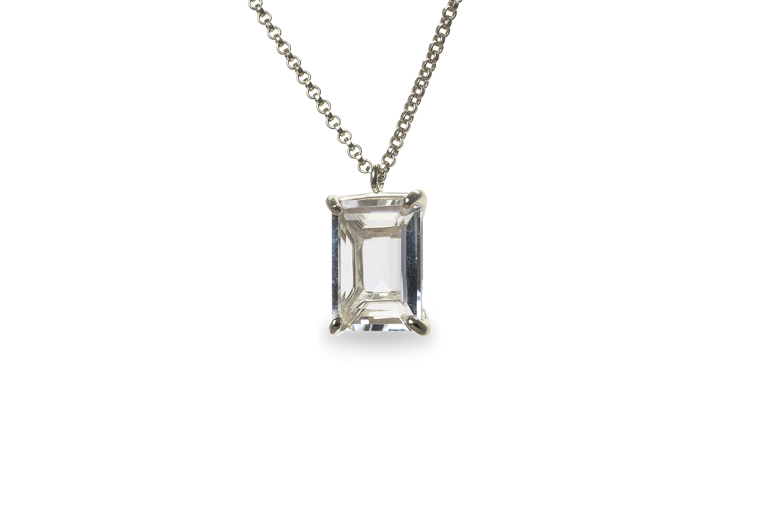 Anemone Jewelry Clear Quartz Necklace - Elegant Rectangular Gemstone Necklace with Birthstone in Handcrafted Gold for Women | Perfect Gift for Birthday, Anniversary, Wedding & Engagement | Ideal for Date Nights, Office Wear & Special Occasions