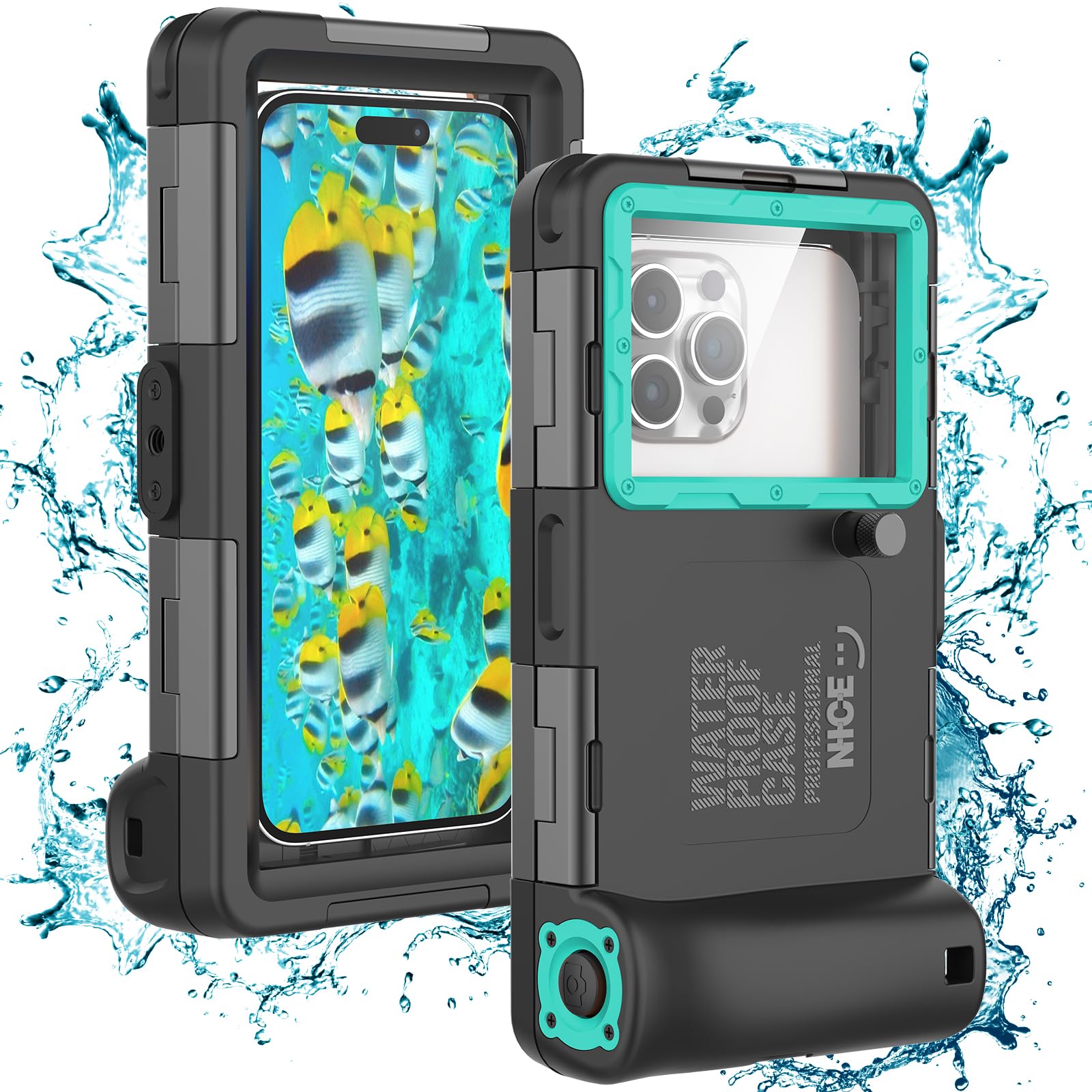 Nisso Waterproof Underwater Phone Case for iPhone 16/15/14/13/12/11 Pro Max Mini XR/X/XS & Samsung Galaxy S24/S23/S22/S21 Ultra Plus - 50ft/15m Deep Snorkeling & Diving Protection with Photo/Video Capability (Teal) - Perfect for Beach Vacations, Pool Parties & Underwater Adventures