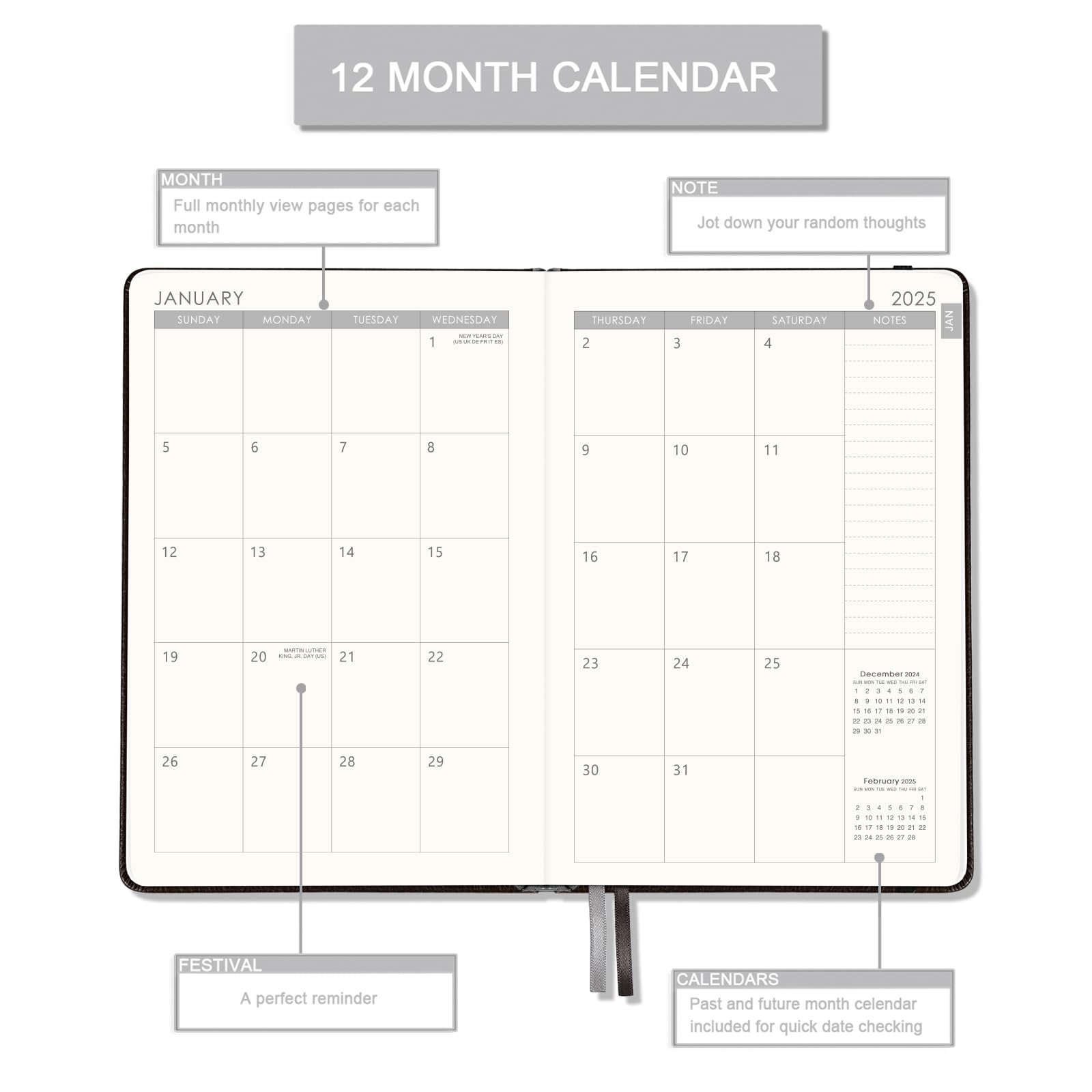 2025 Planner - Weekly & Monthly Planner with Stickers, January 2025 - December 2025, 5.75