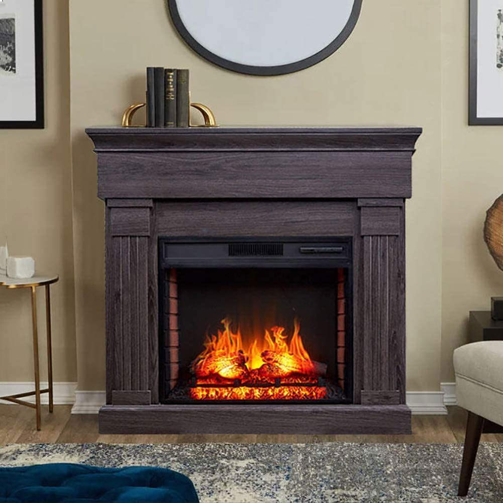 Realistic 3D Flame Effect Electric Fireplace Heater - Large Window Solid Wood Electric Stove with Silent Operation - Perfect for Living Room, Bedroom & Office Heating