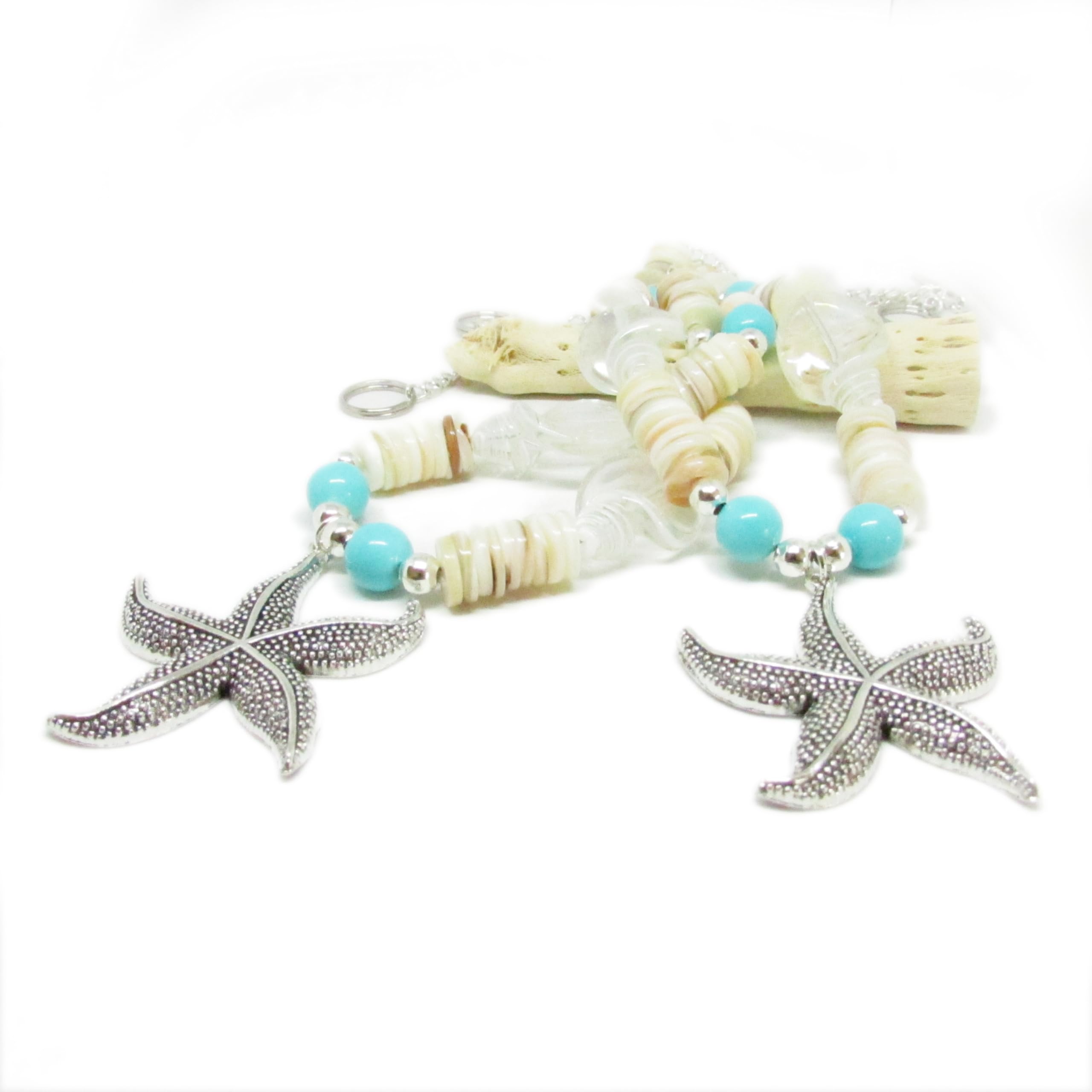 Starfish & Seashell Curtain Tiebacks - Coastal Beach Style Window Curtain Holdbacks for Living Room, Bedroom, Bathroom - Perfect for Nautical Home Decor and Beach House Accessories